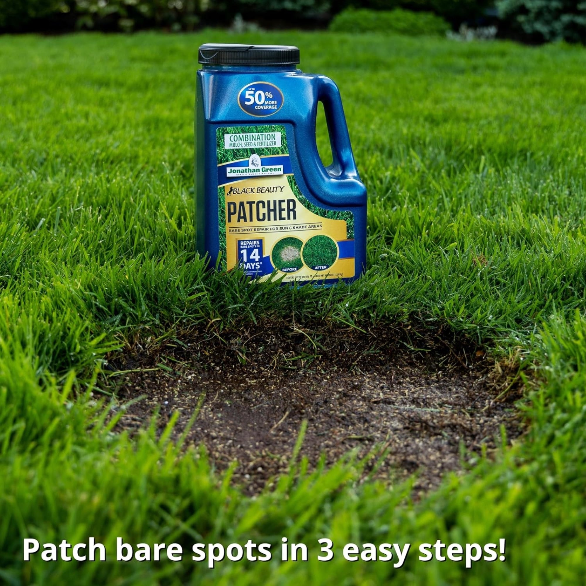 Jonathan Green Black Beauty Combination Mulch, Seed and Fertilizer, Patcher Bare Spot Repair for Sun & Shade Areas