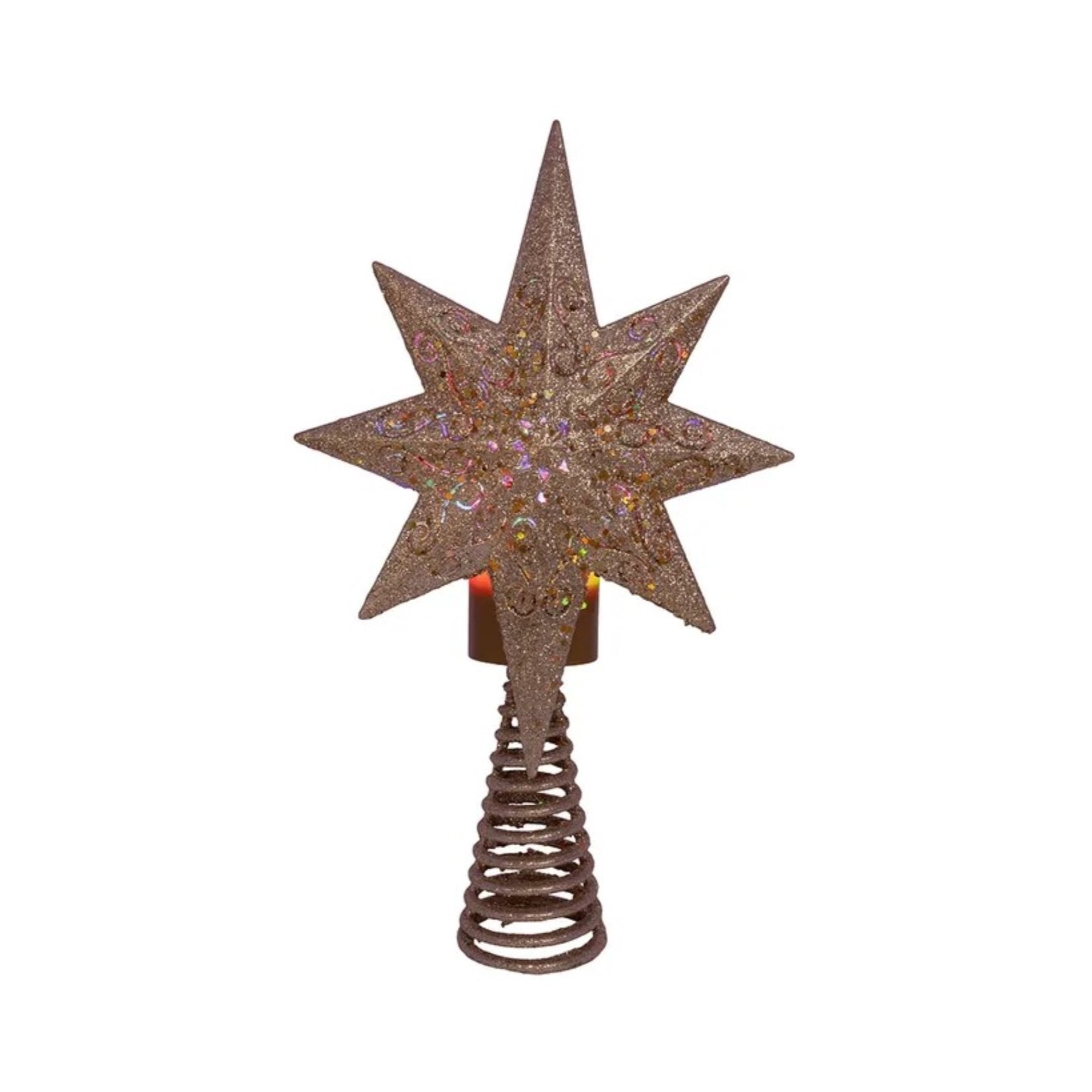 Kurt Adler Gold Glitter Polaris Star Projector Christmas Treetop, 13.5in