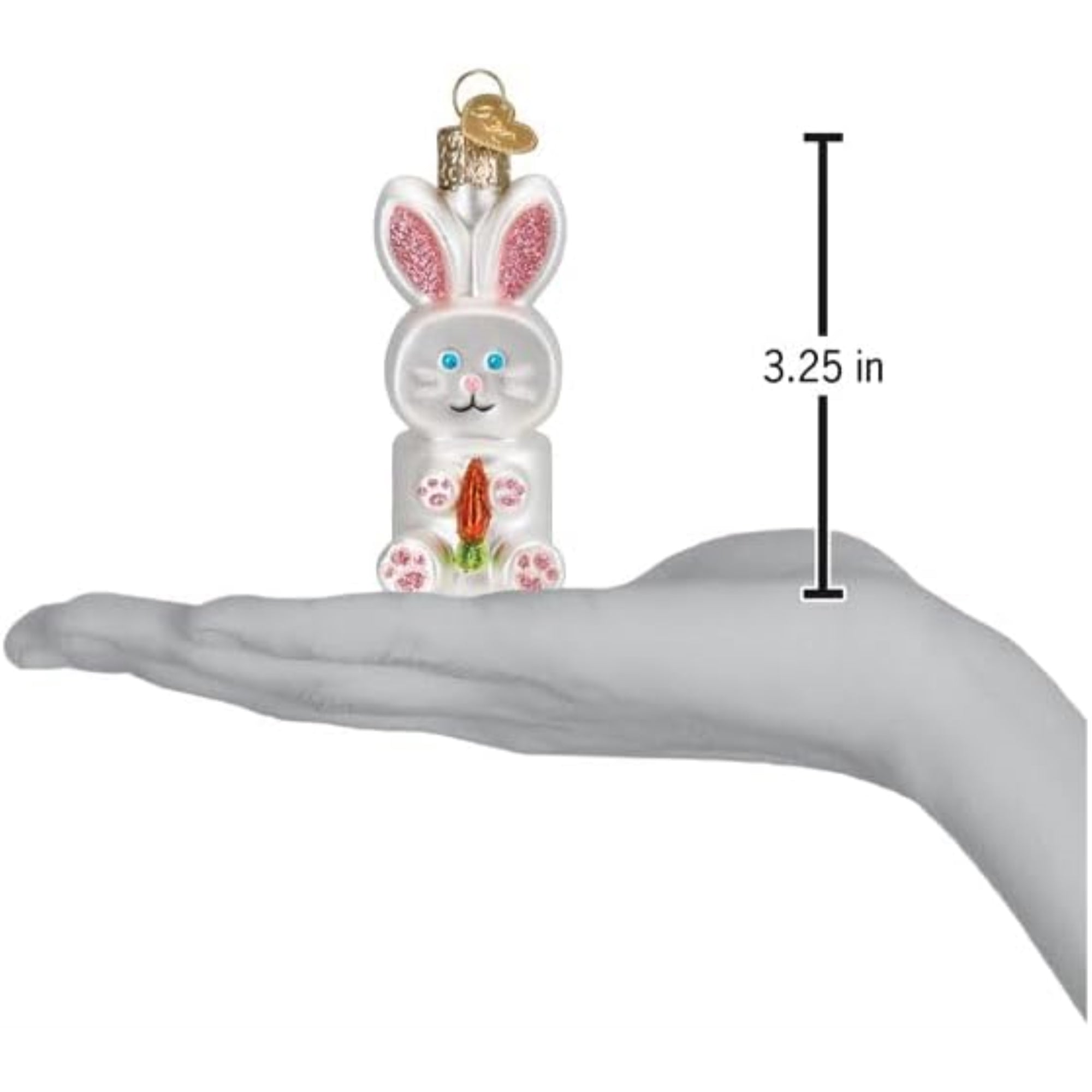 Old World Christmas Blown Glass Ornament for Christmas Tree, Marshmallow Bunny (with OWC Gift Box)