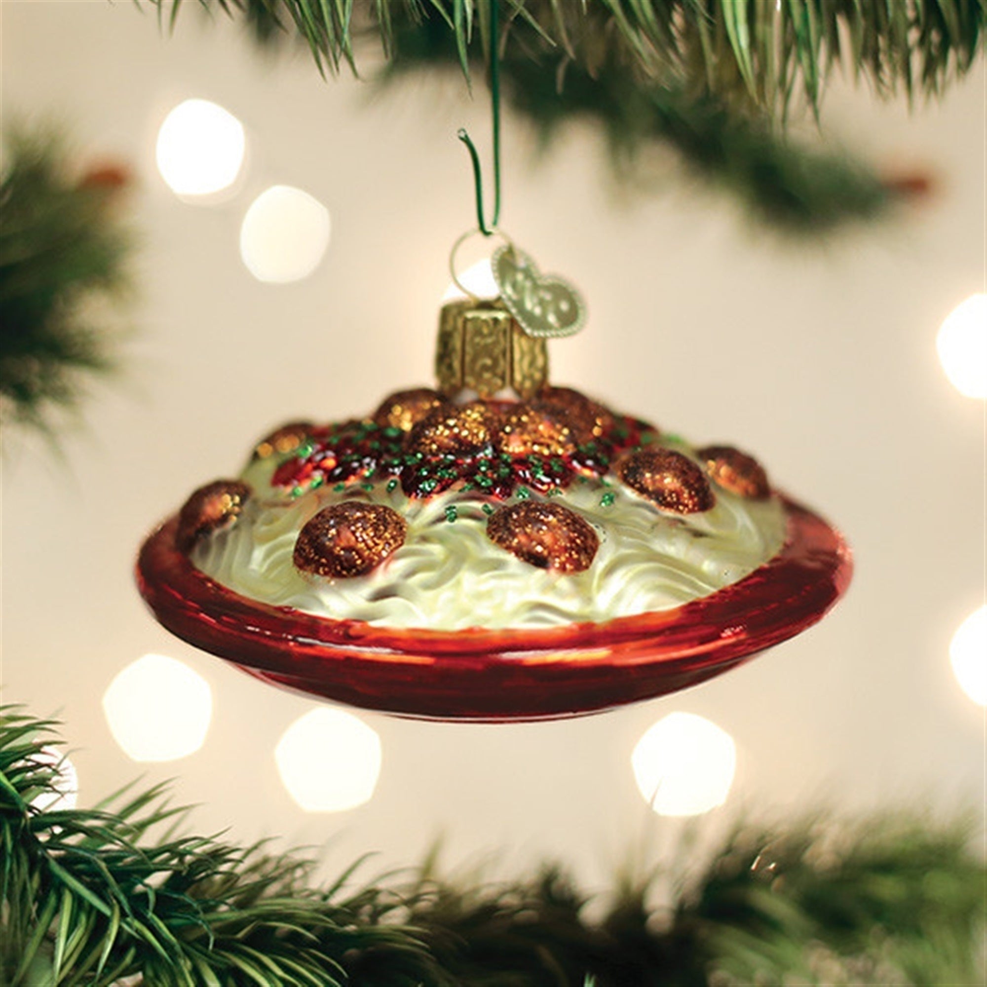 Old World Christmas Blown Glass Ornament for Christmas Tree, Spaghetti and Meatballs