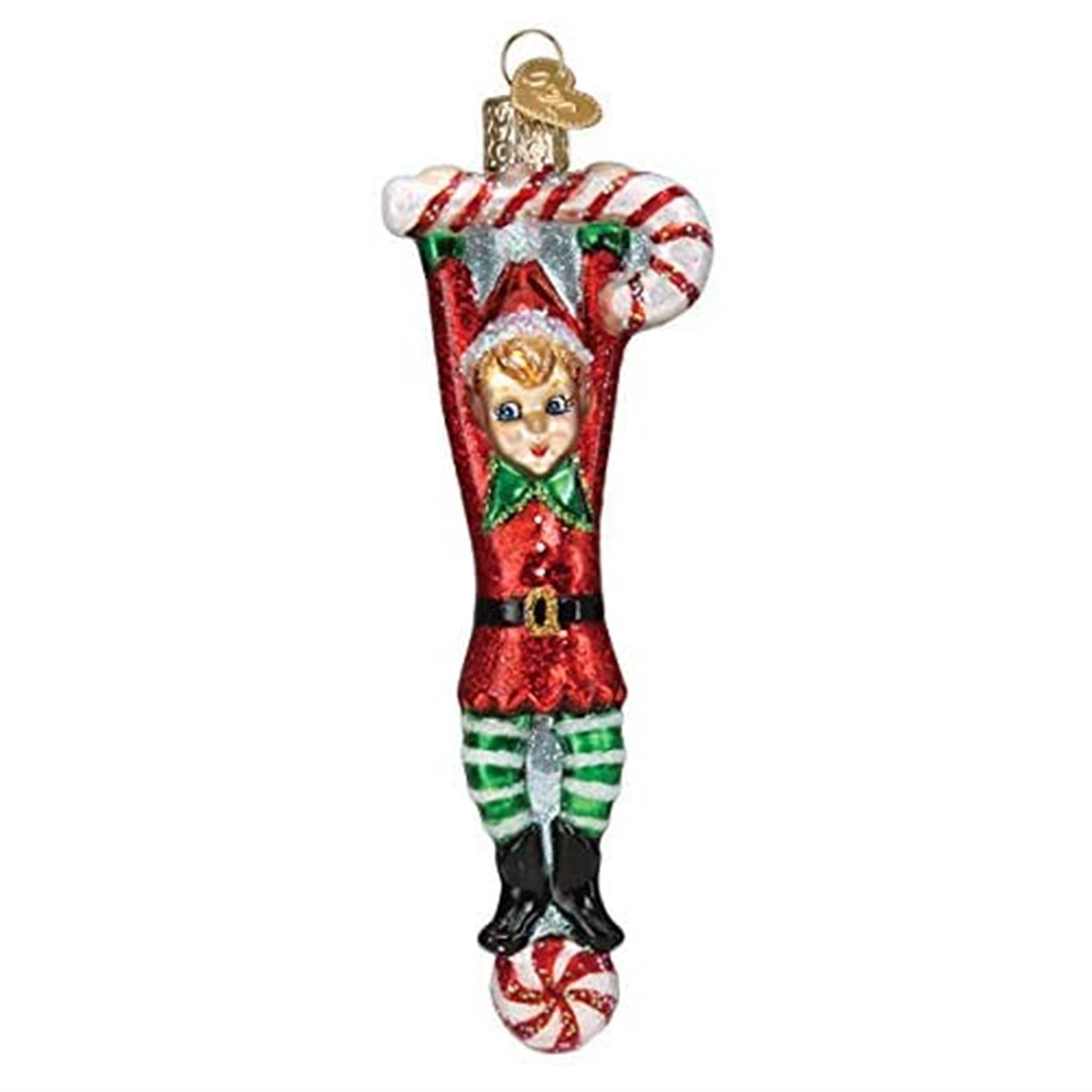 Old World Christmas Blown Glass Ornament for Christmas Tree, Playful Elf