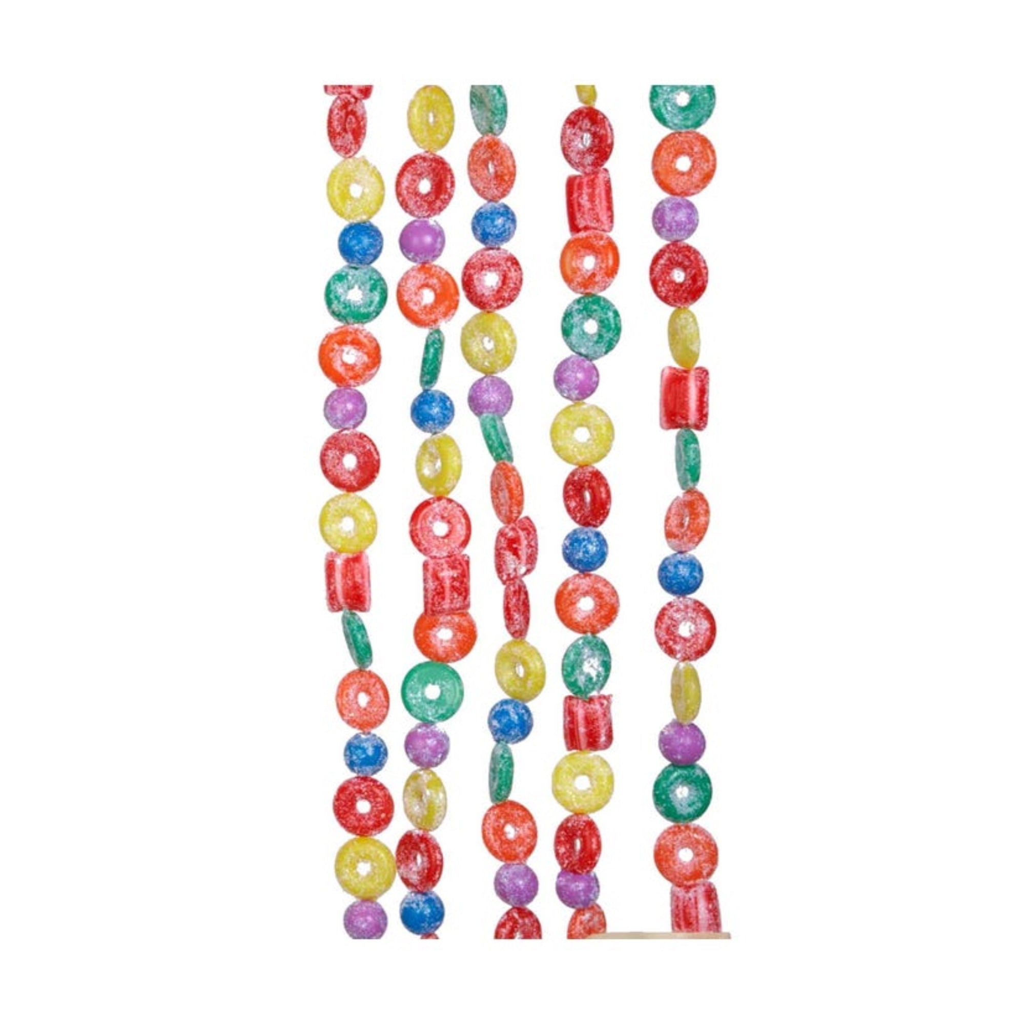 Kurt Adler Plastic Glittered Garland, Life Saver, Ball, and Candy Garland, 6ft