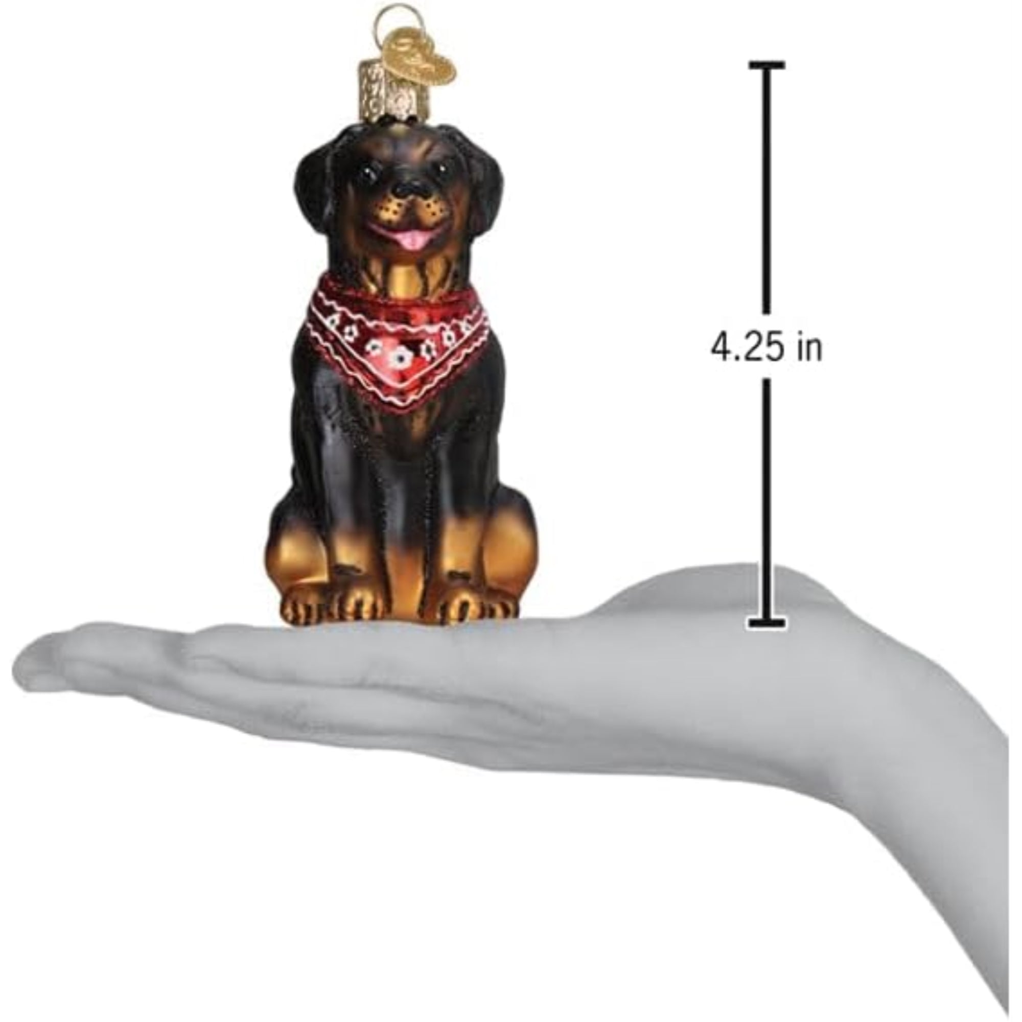 Old World Christmas Blown Glass Ornament for Christmas Tree, Rottweiler (with OWC Gift Box)