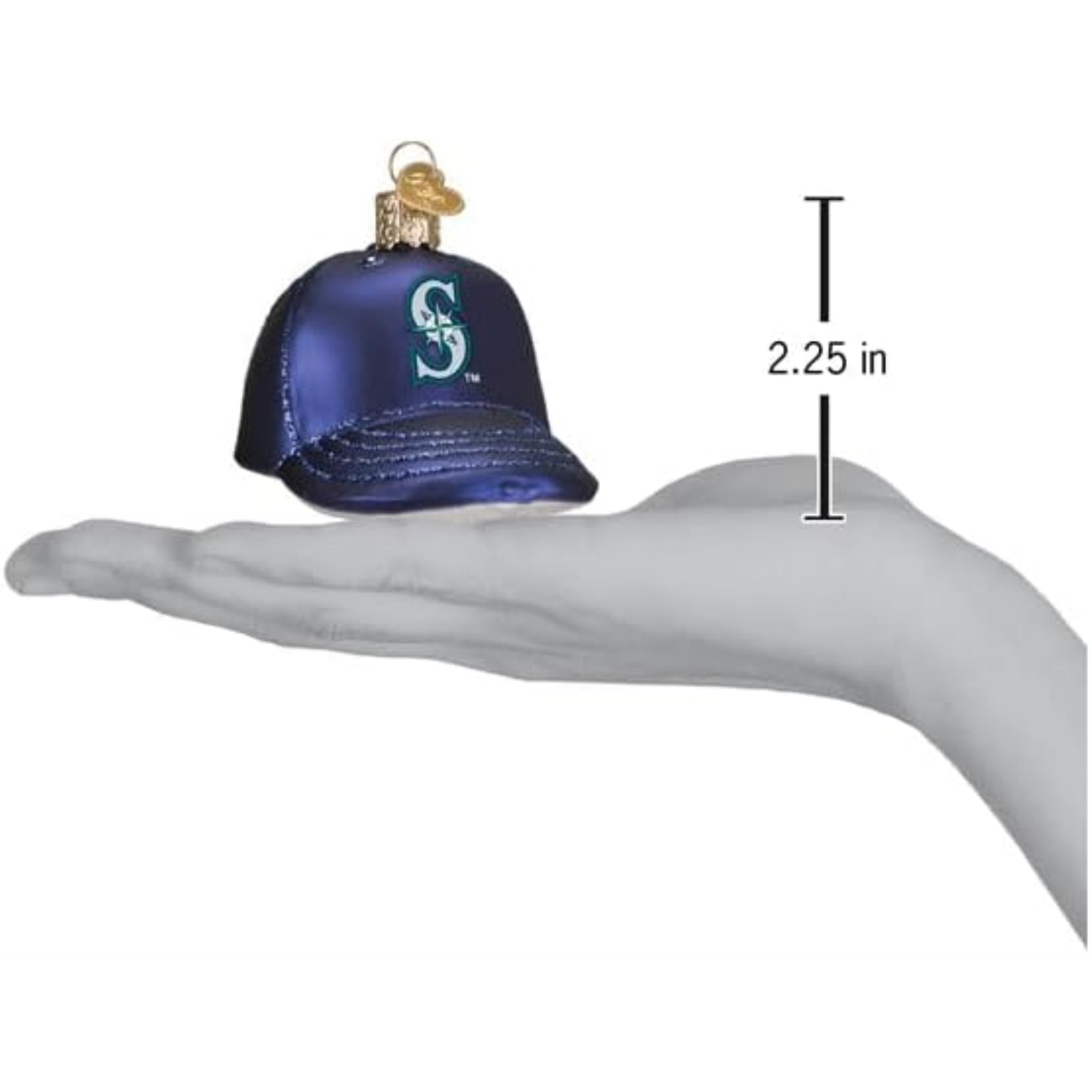 Old World Christmas Blown Glass Ornament for Christmas Tree, Seattle Mariners Baseball Cap