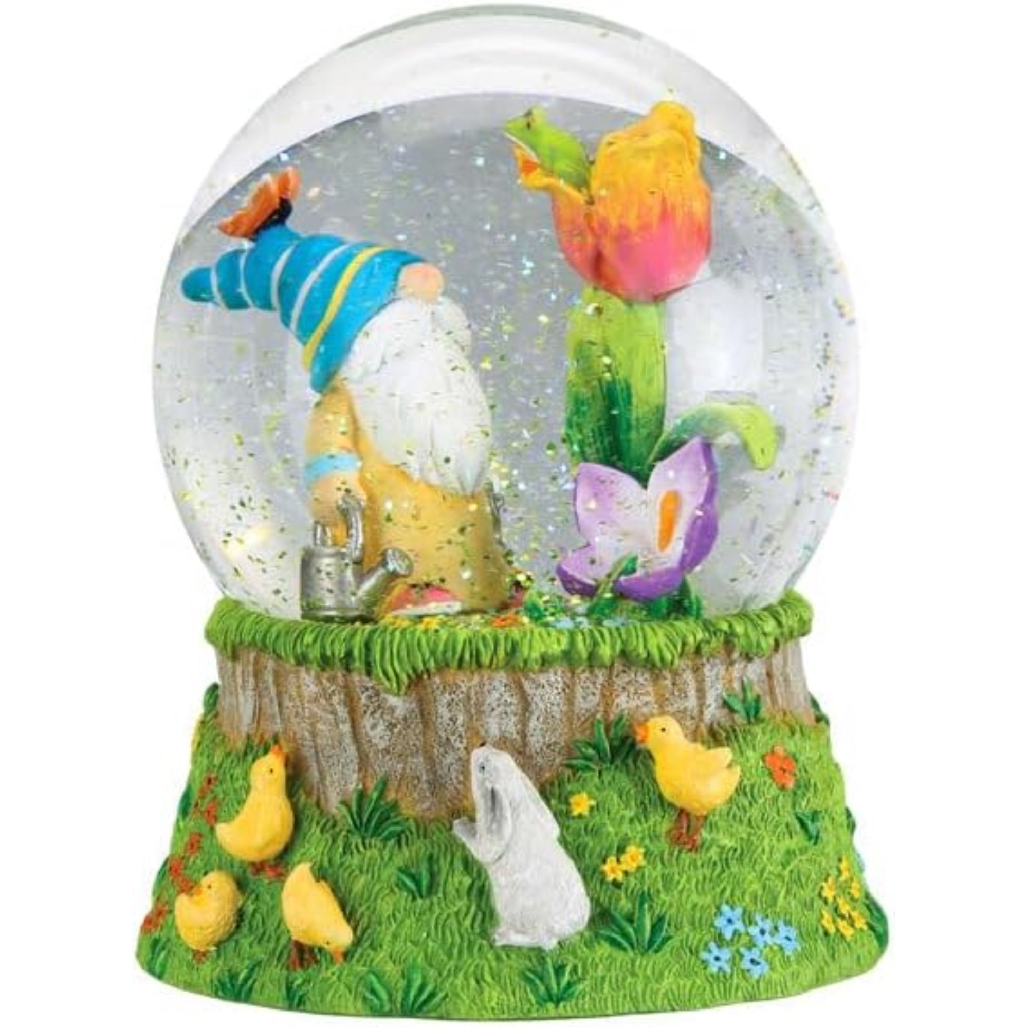 Old World Christmas Tabletop Spring Garden Gnome Snow Globe, Multicolored, 6"