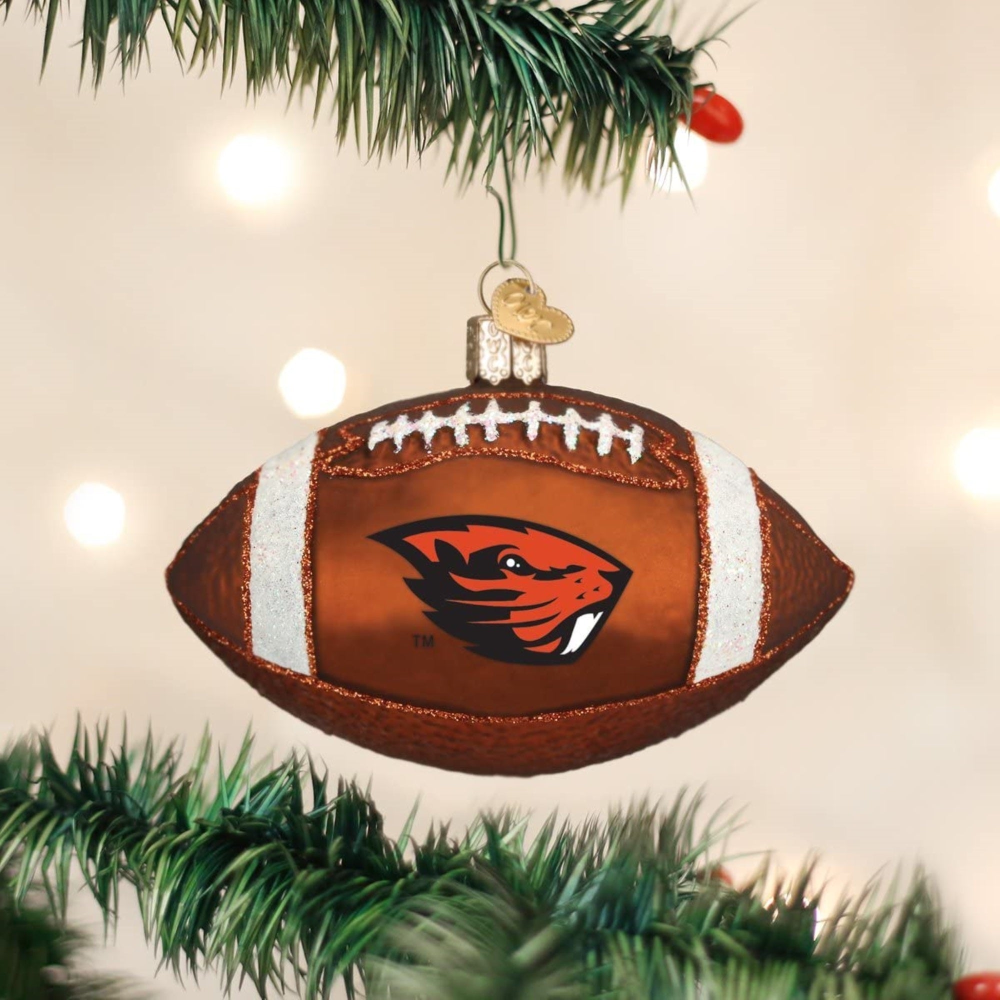 Old World Christmas Blown Glass Ornament for Christmas Tree, Oregon State Beaver Football