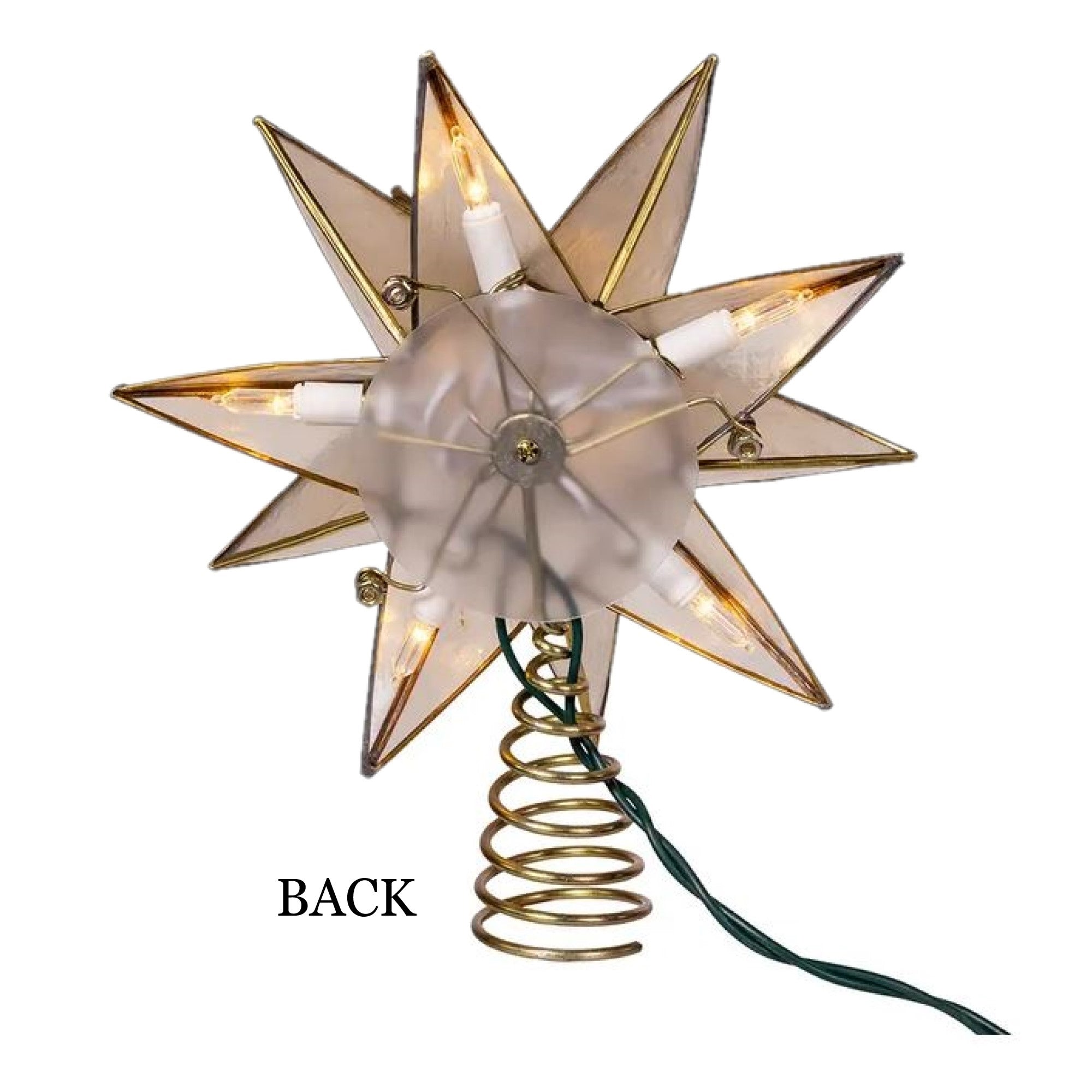 Kurt Adler 10-Light LED Gold Sputnik Capiz Tree Topper, 15-Point, 8.25"