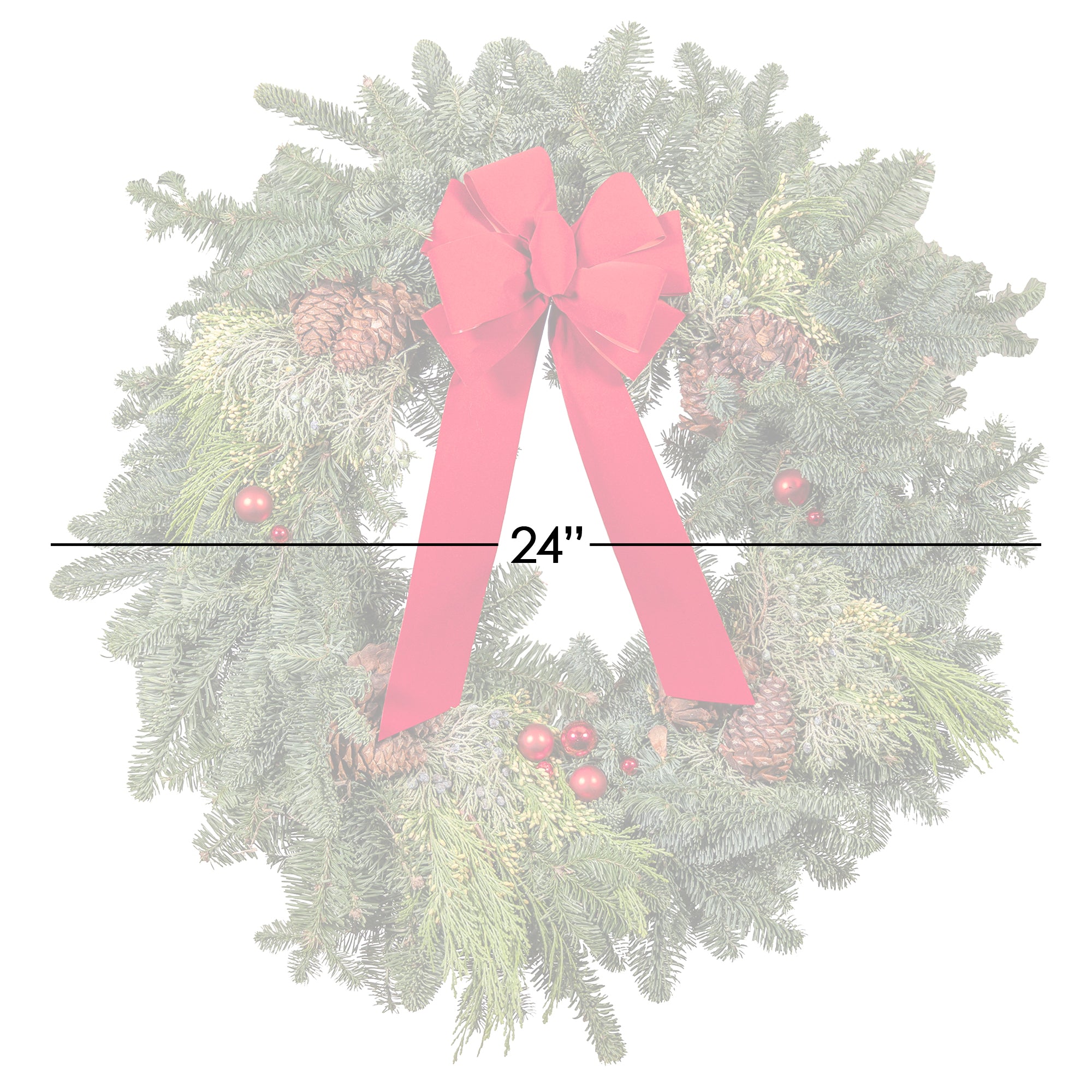 Garden Elements Fresh Christmas Live Noble Fir Wreath with Bow & Accessories, Red, 24"