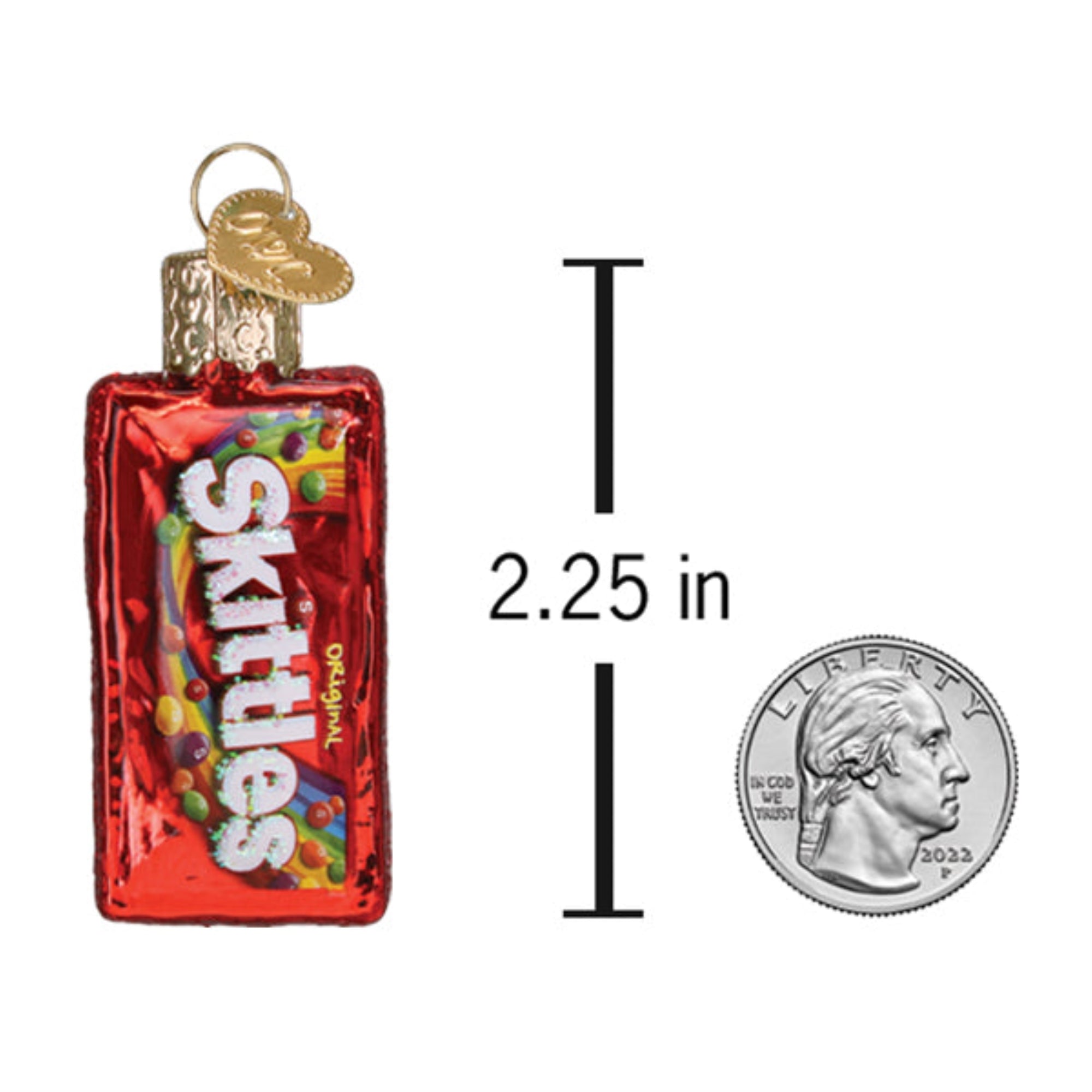 Old World Christmas Blown Glass Hanging Ornament for Christmas Tree, Mini Skittles Bag (with OWC Gift Box)