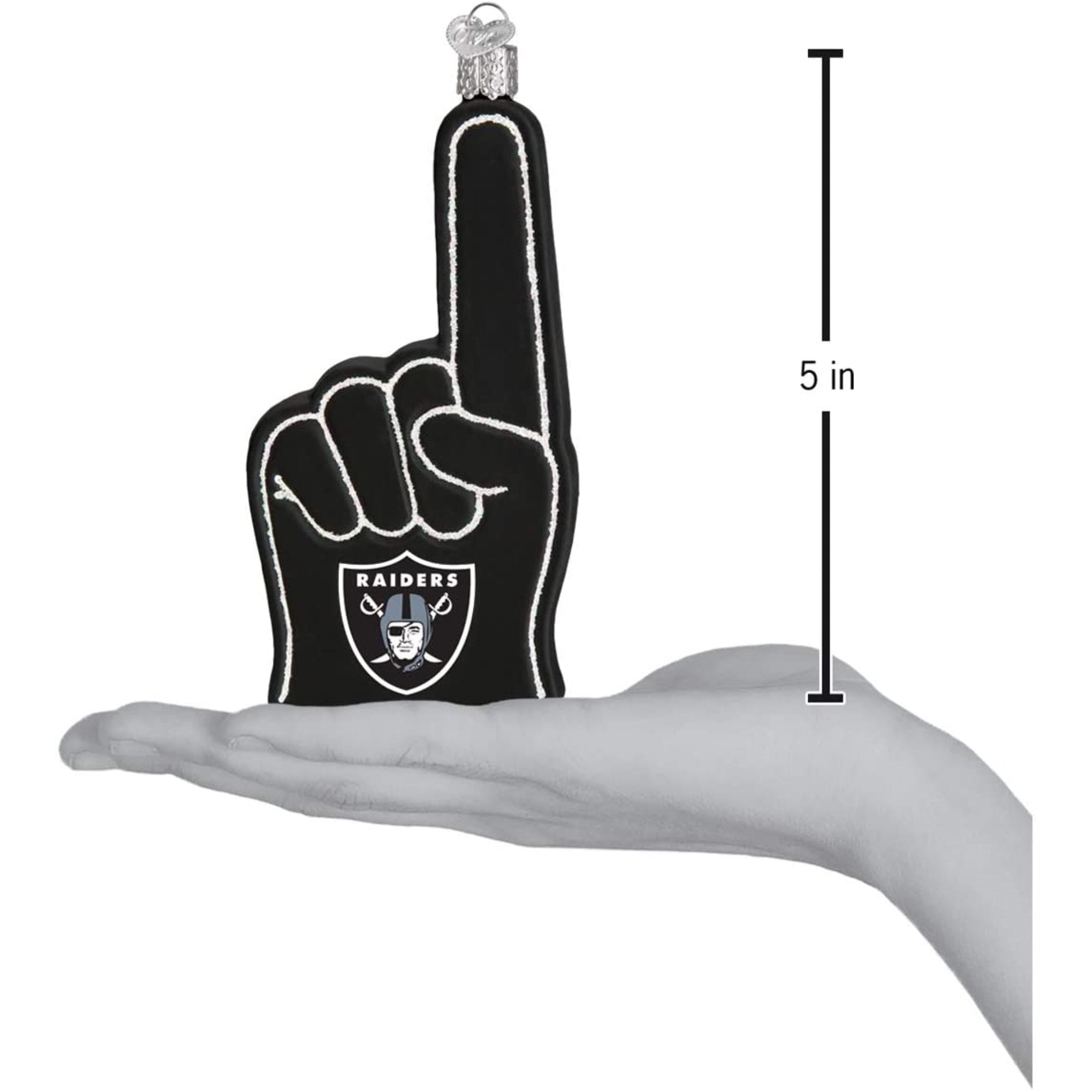 Old World Christmas Blown Glass Ornament for Christmas Tree, Las Vegas Raiders Foam Finger