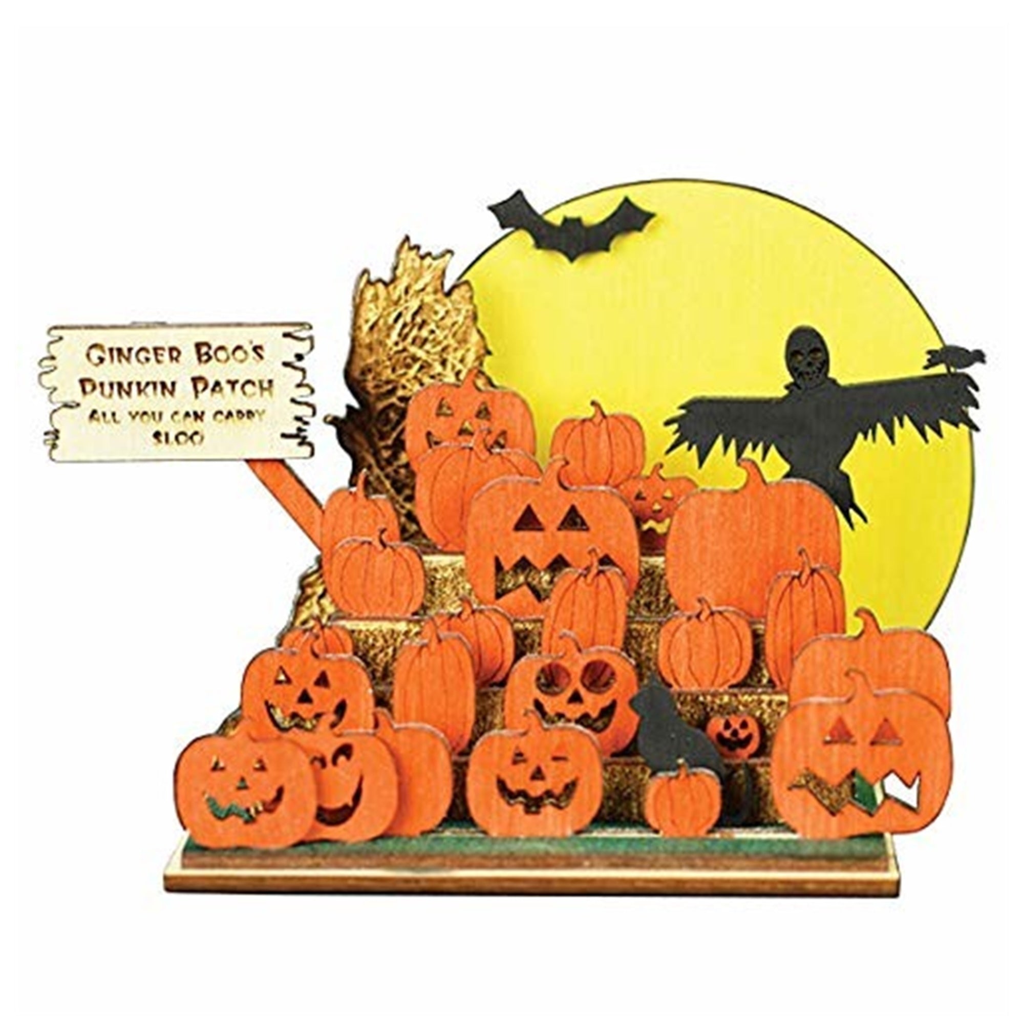 Old World Christmas Wooden Ginger Cottages Ornament, Haunted Pumpkins