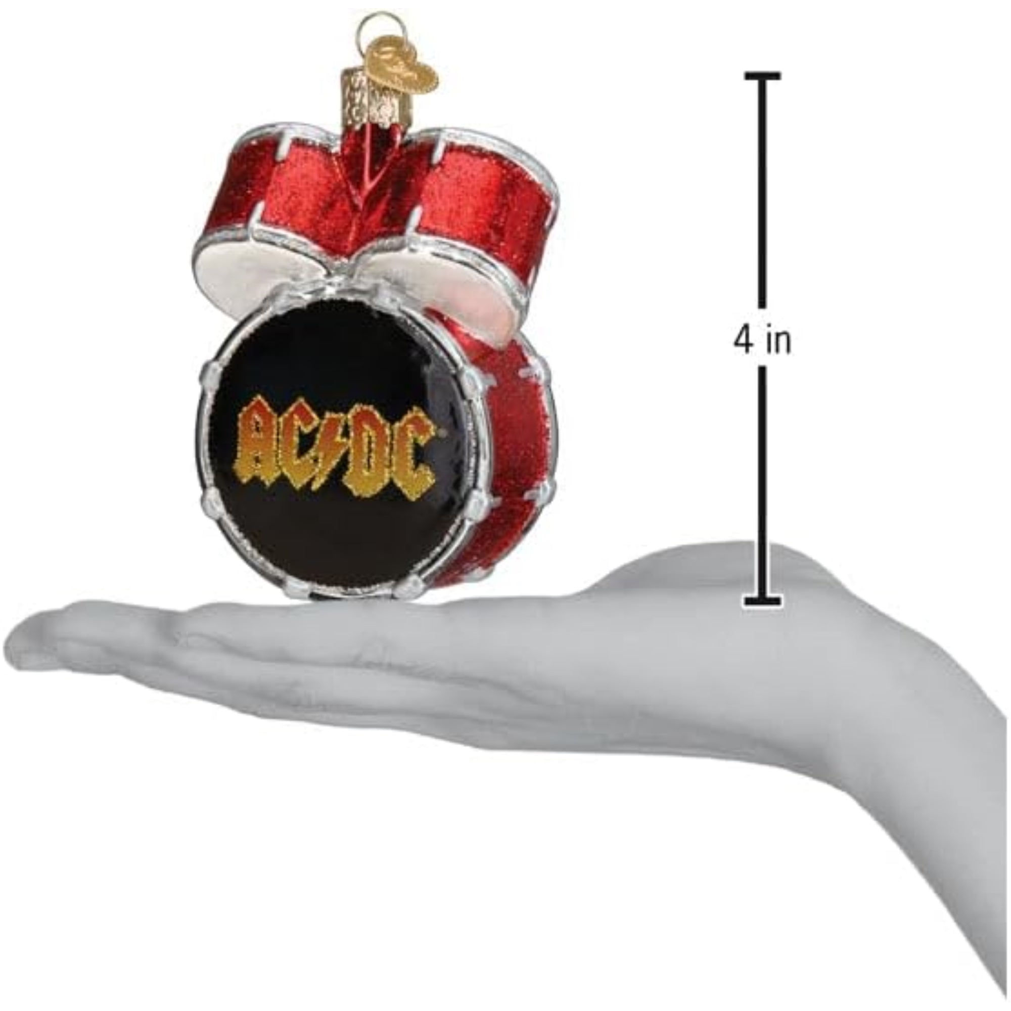 Old World Christmas Blown Glass Ornament for Christmas Tree, Ac/Dc Drum Set (with OWC Gift Box)