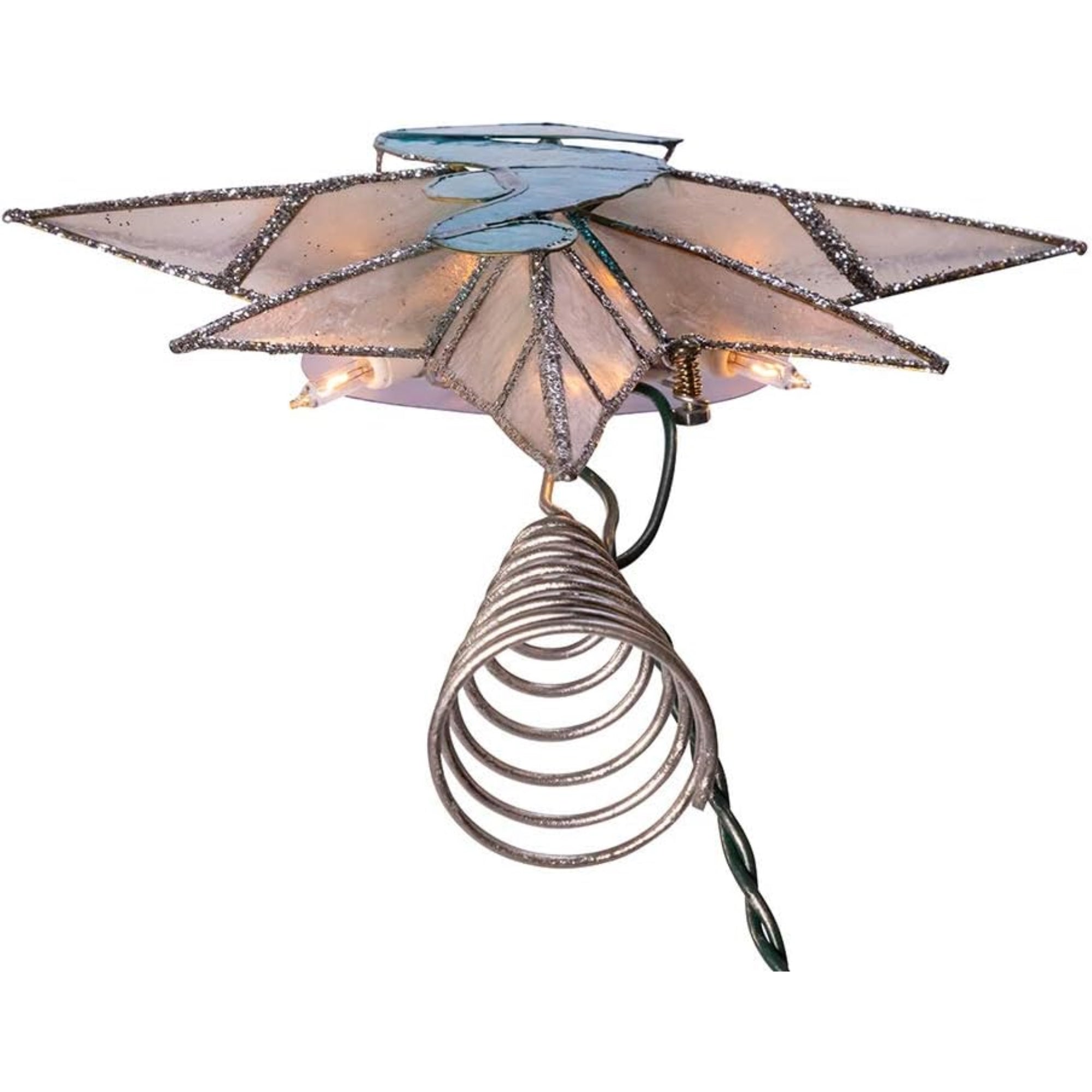 Kurt Adler 8-Point Illuminated Capiz Shell Bethlehem Star with Seahorse Treetop, 10 Incandescent Lights, 11.4"