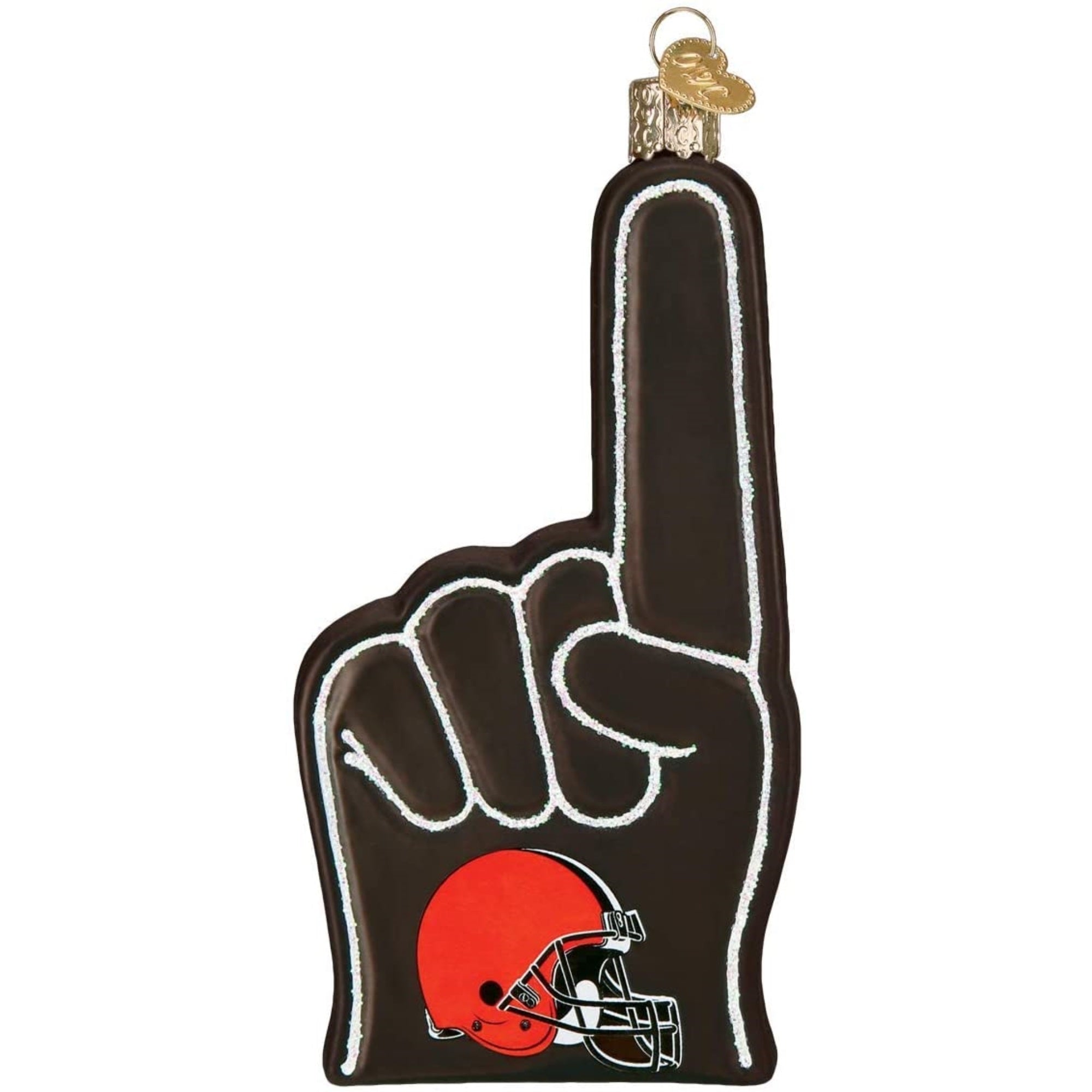 Old World Christmas Blown Glass Ornament for Christmas Tree, Cleveland Browns Foam Finger