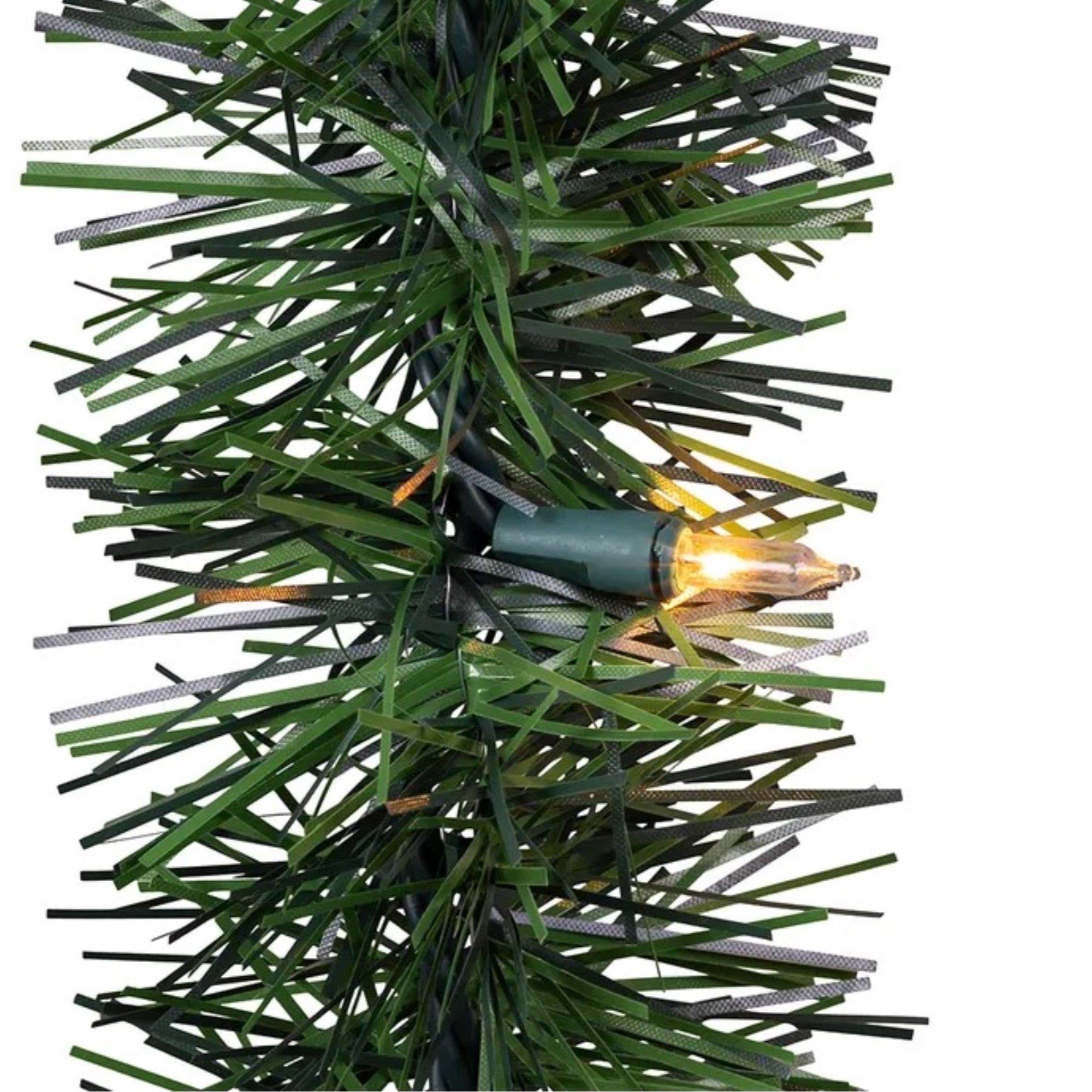 Kurt Adler Pre-Lit Incandescent Green Christmas Garland, Warm White, 18ft