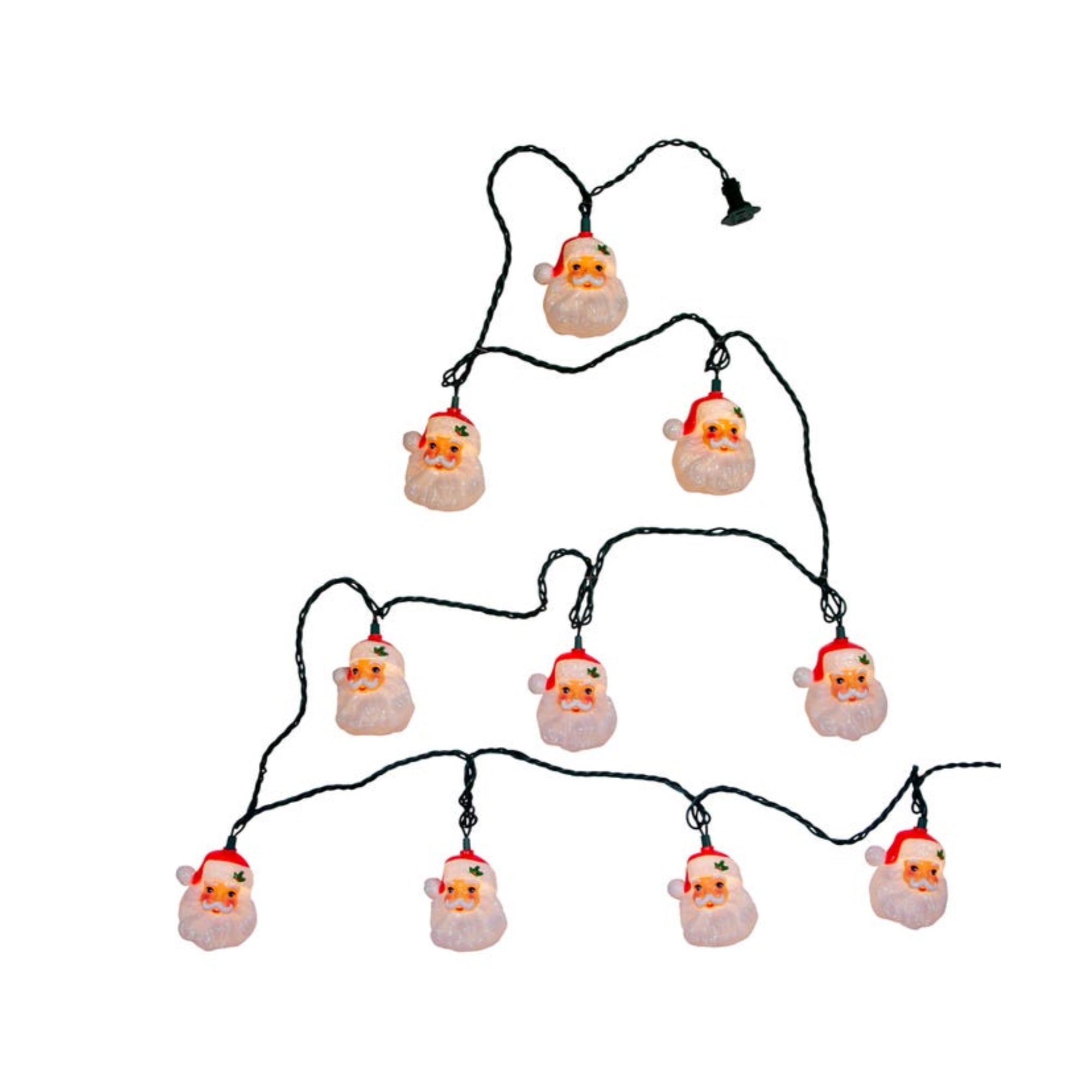 Kurt Adler UL 10-Light String Light Set, Santa Head, 12'