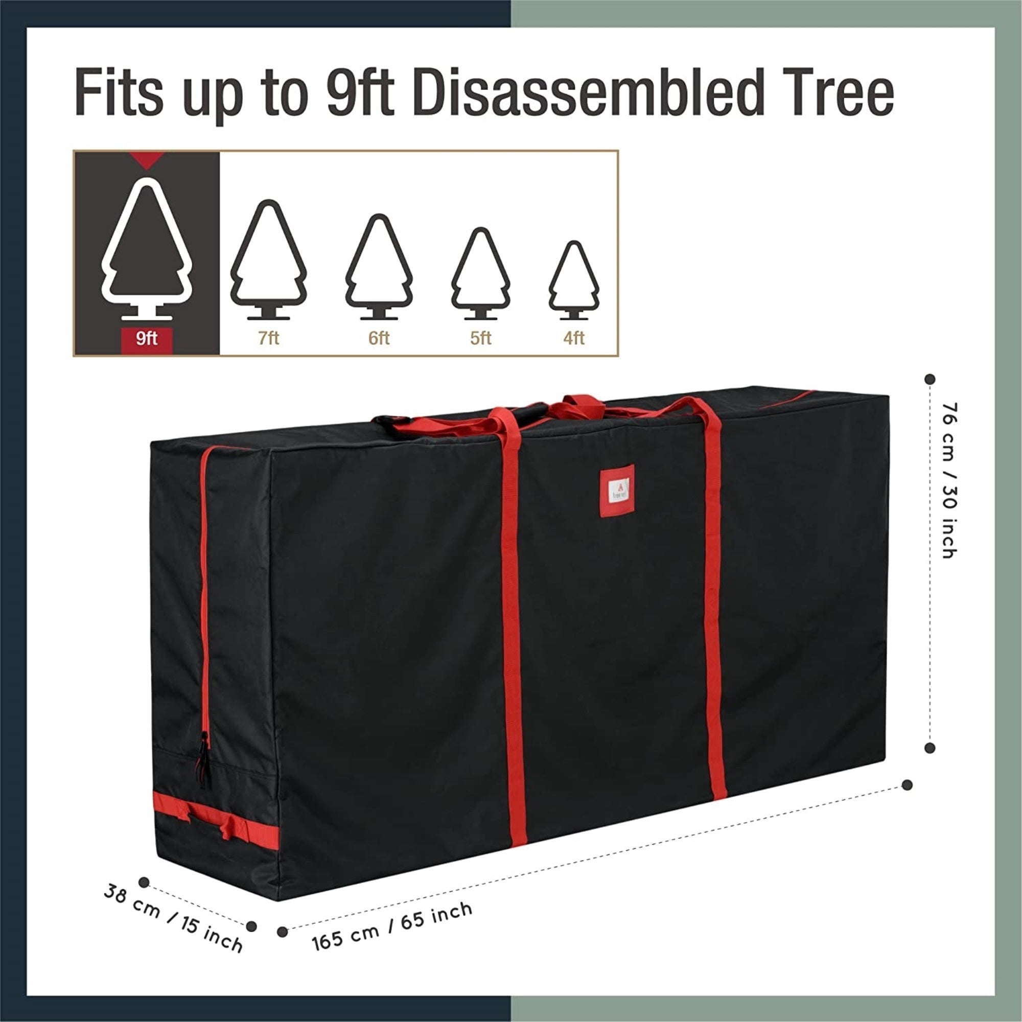 Tree Nest Christmas Tree Storage Bag for 9-foot Disassembled Artificial Christmas Tree, Waterproof - Black, Extra Large