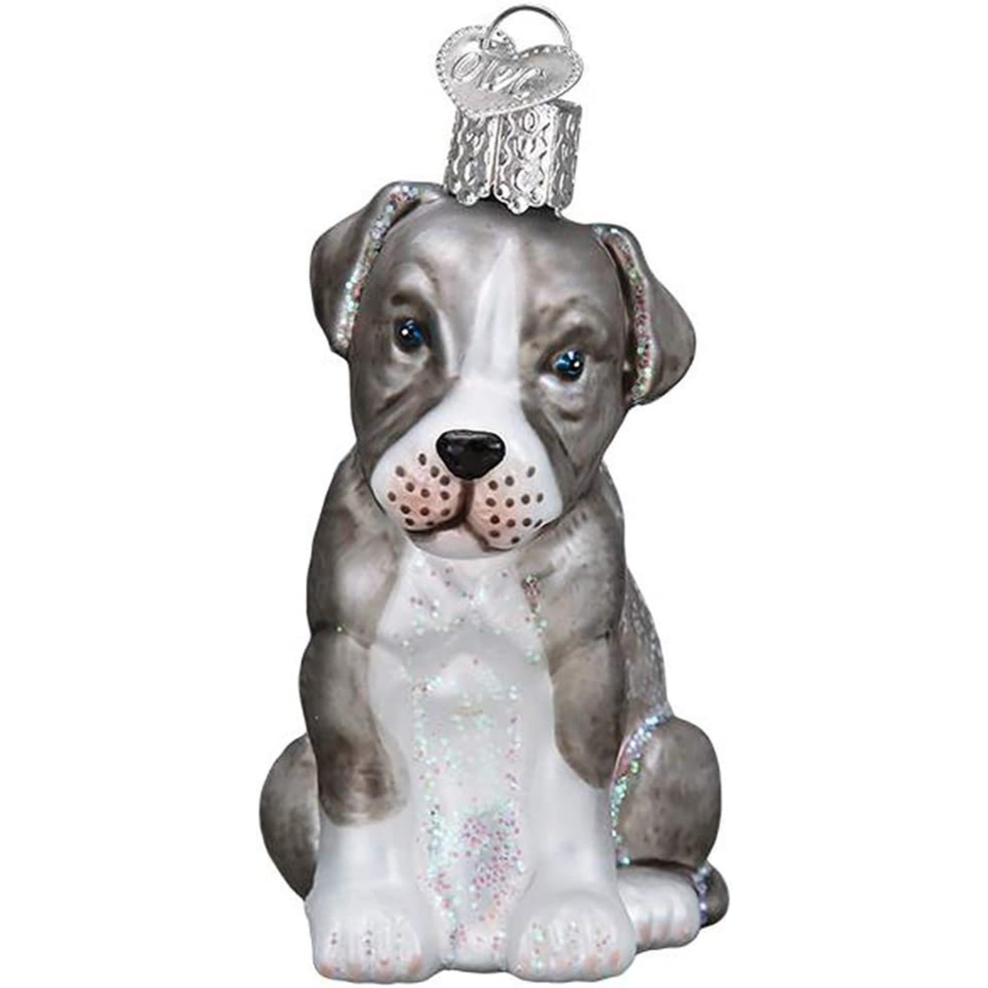 Old World Christmas Blown Glass Ornament for Christmas Tree, Pitbull Pup