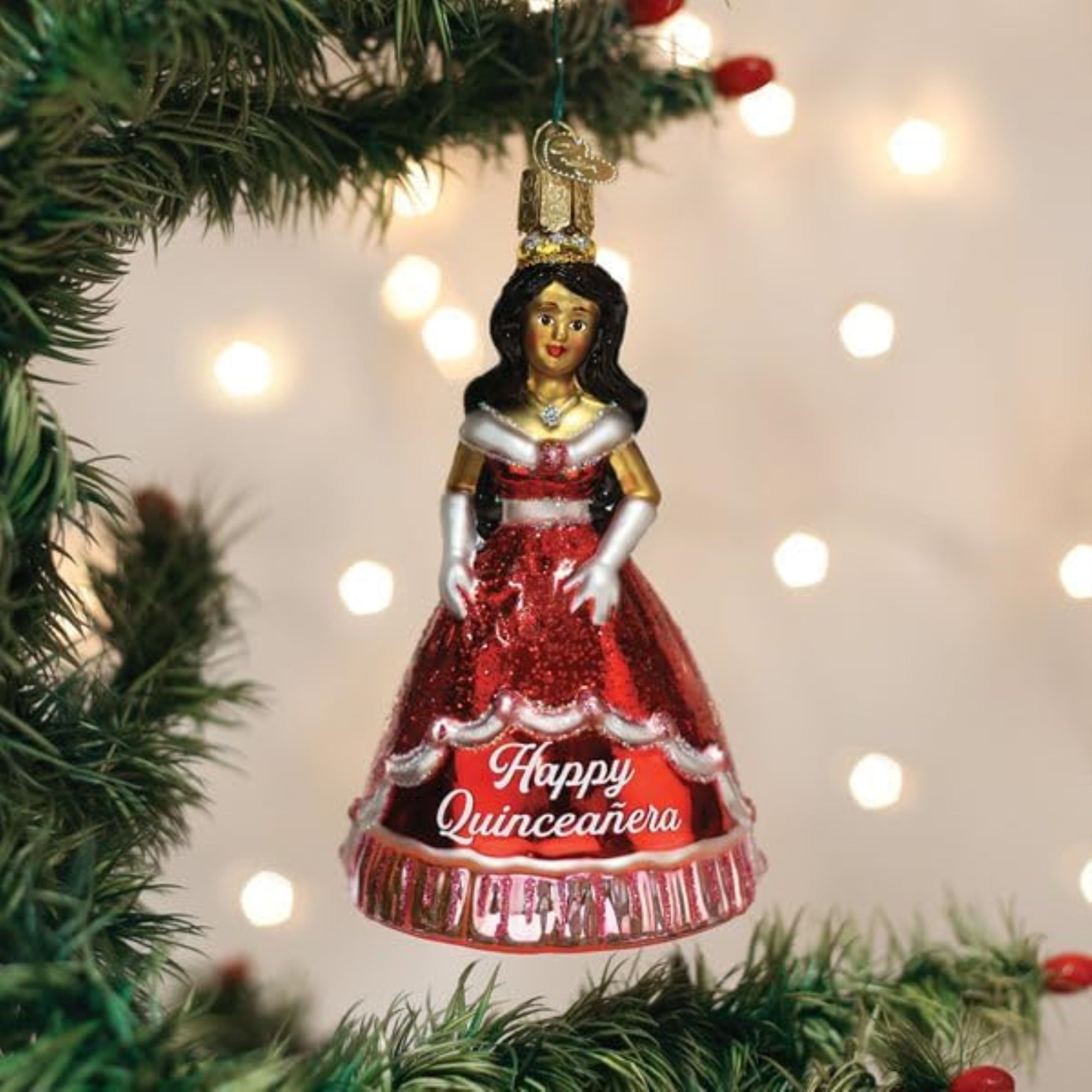 Old World Christmas La Quinceañera Glass Blown Hanging Ornament (with OWC Gift Box)