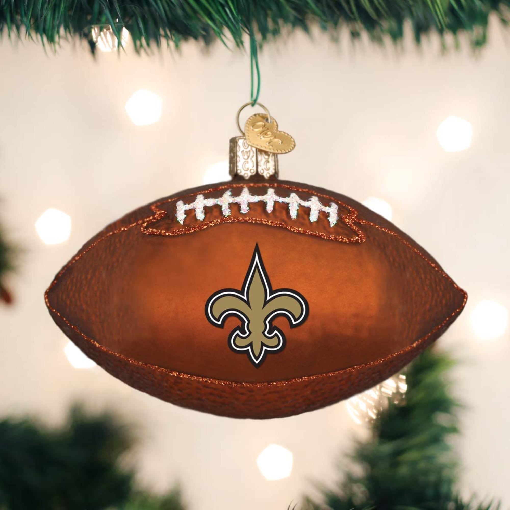 Old World Christmas Blown Glass Ornament for Christmas Tree, New Orleans Saints Football