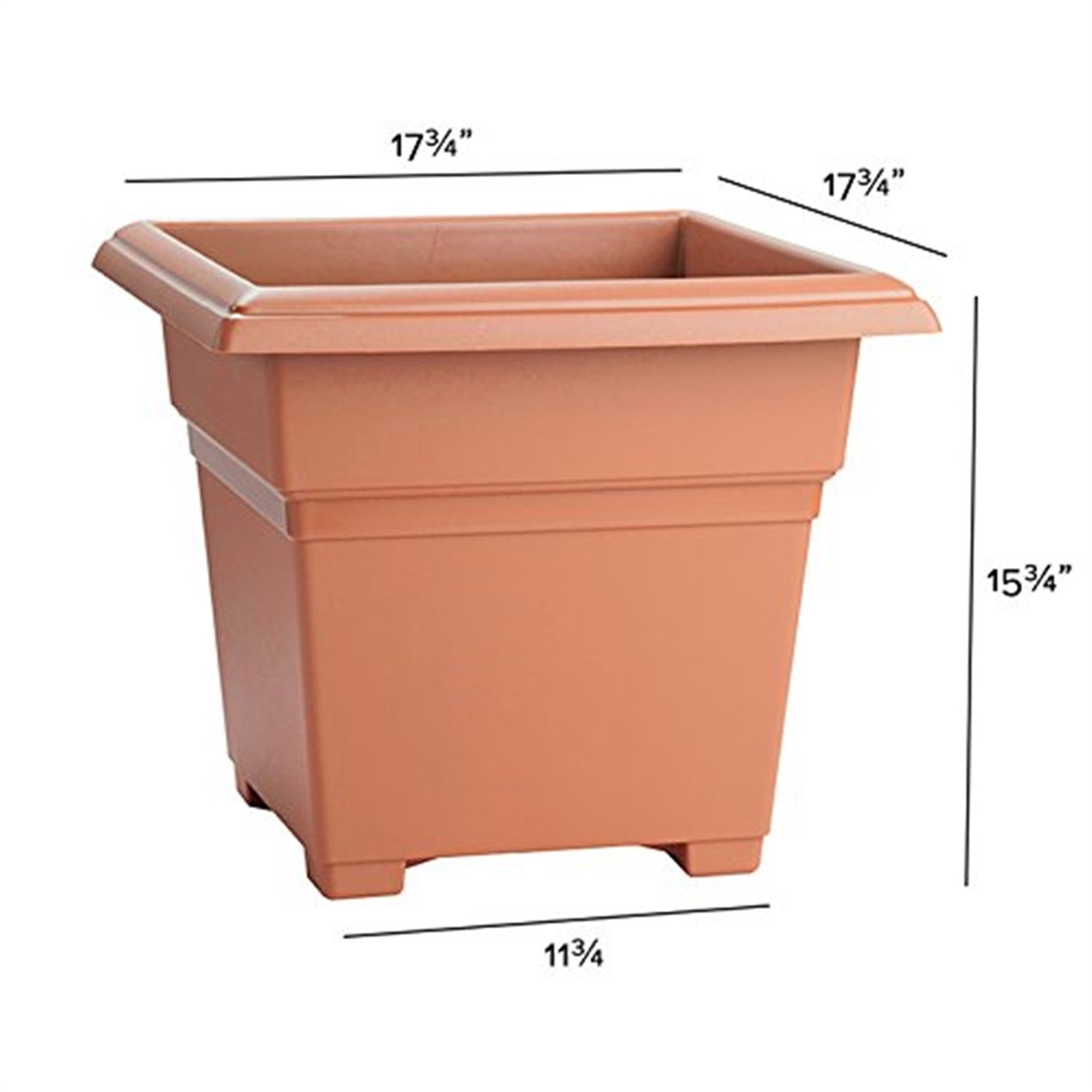 Novelty Square Flower Plastic Pot/Planter, Light Terracotta, 18"