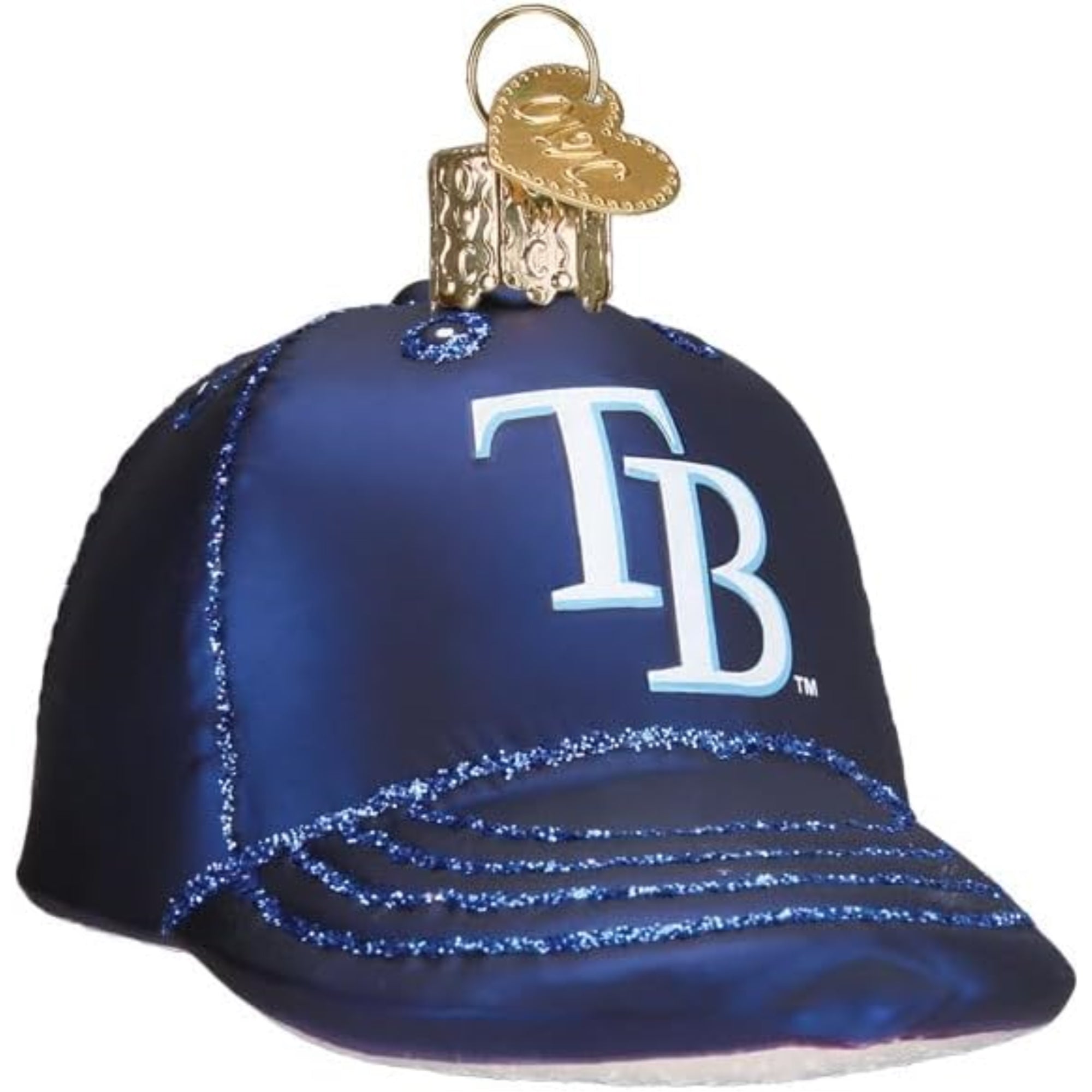 Old World Christmas Blown Glass Ornament for Christmas Tree, Tampa Bay Rays Baseball Cap
