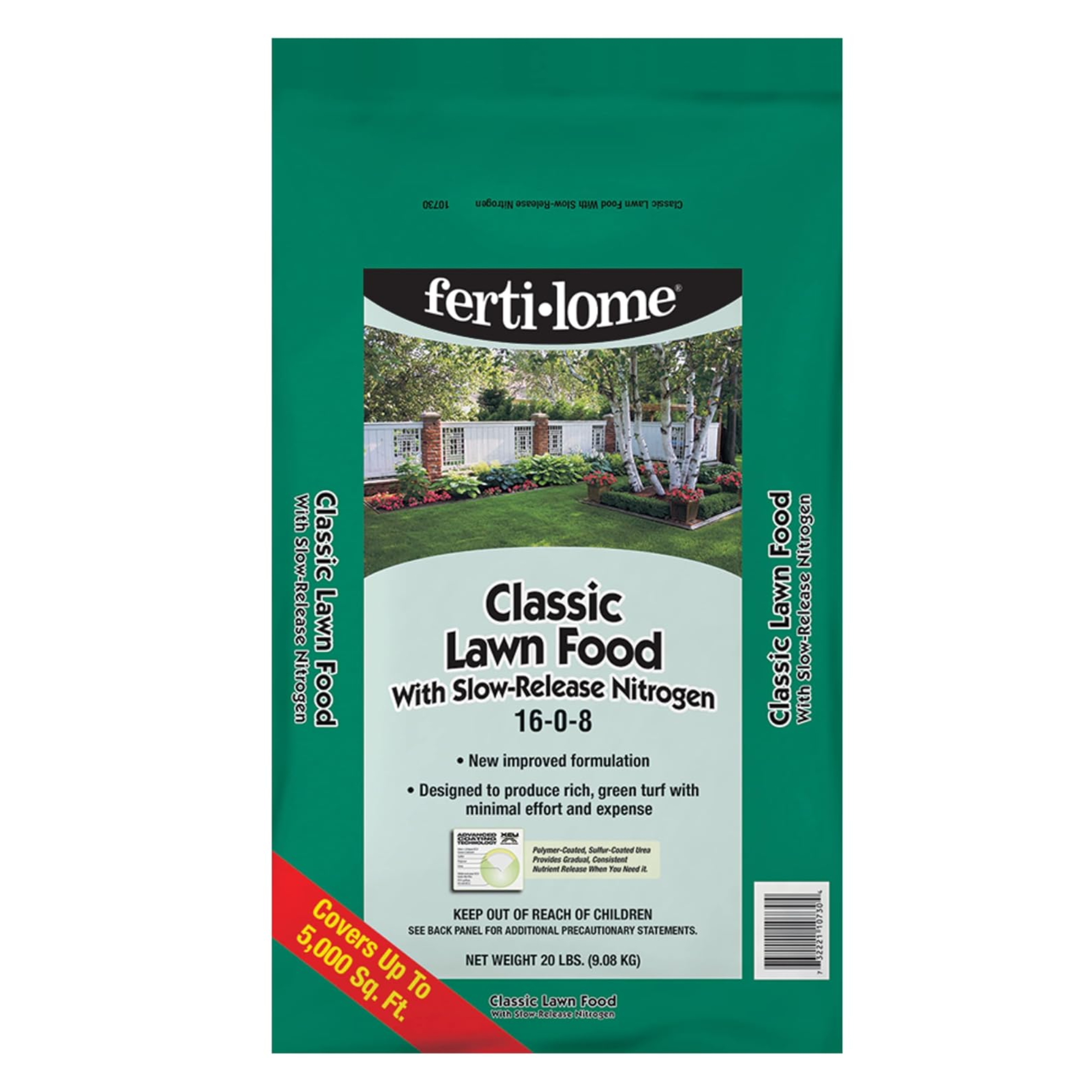 Fertilome Classic Lawn Food With Slow-Release Nitrogen 16-0-8, 20lbs