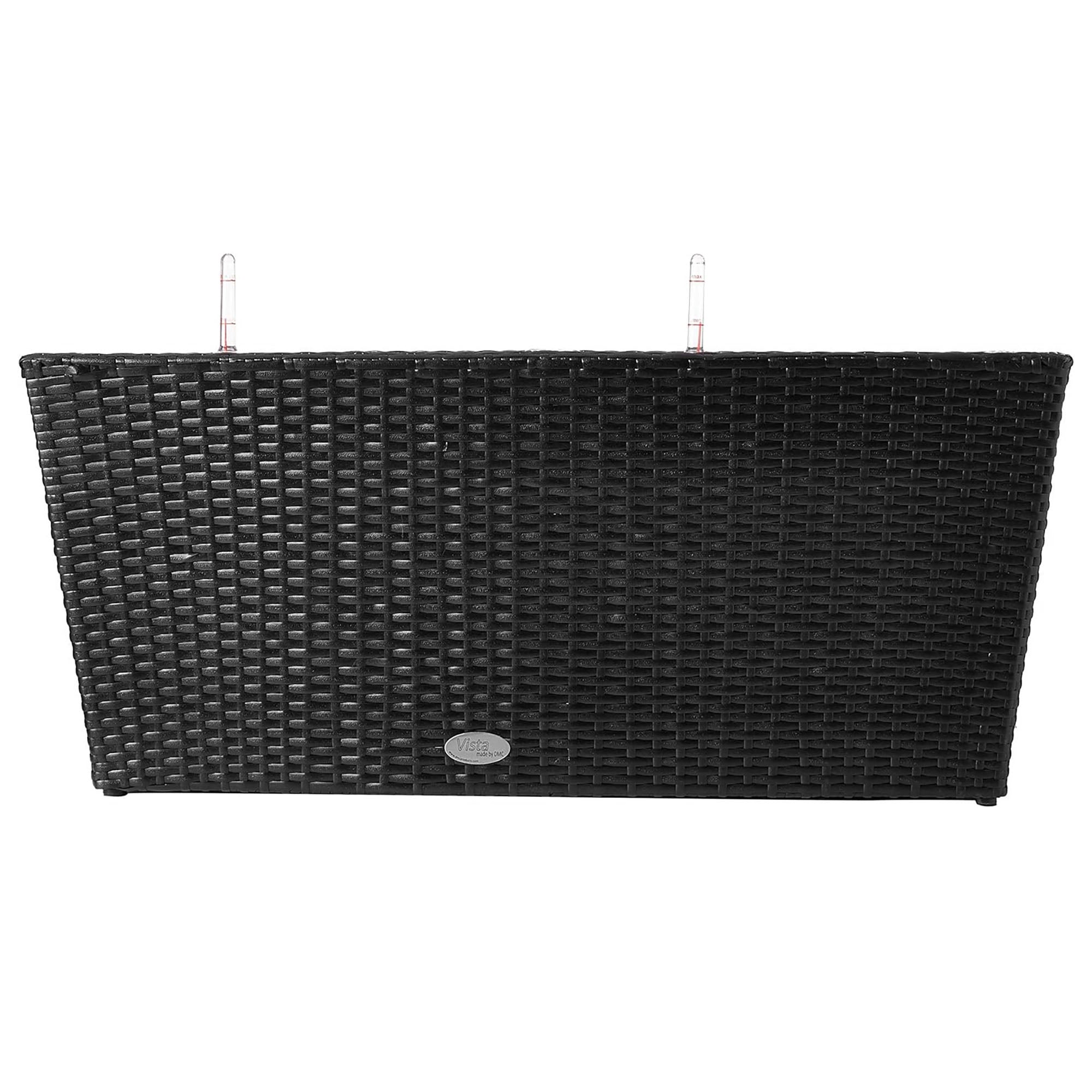 DMC Products Indoor/Outdoor Rectangular Woven Resin Wicker Vista Planter, Black, 32”