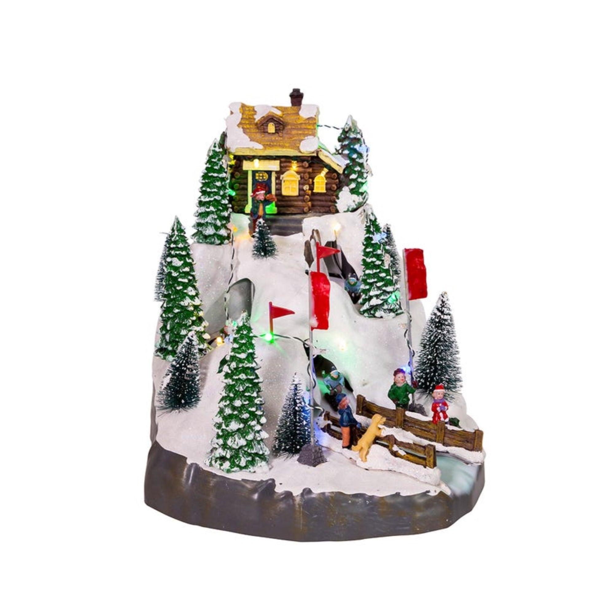 Kurt Adler Battery-Operated LED Musical Skiing Village Table Piece