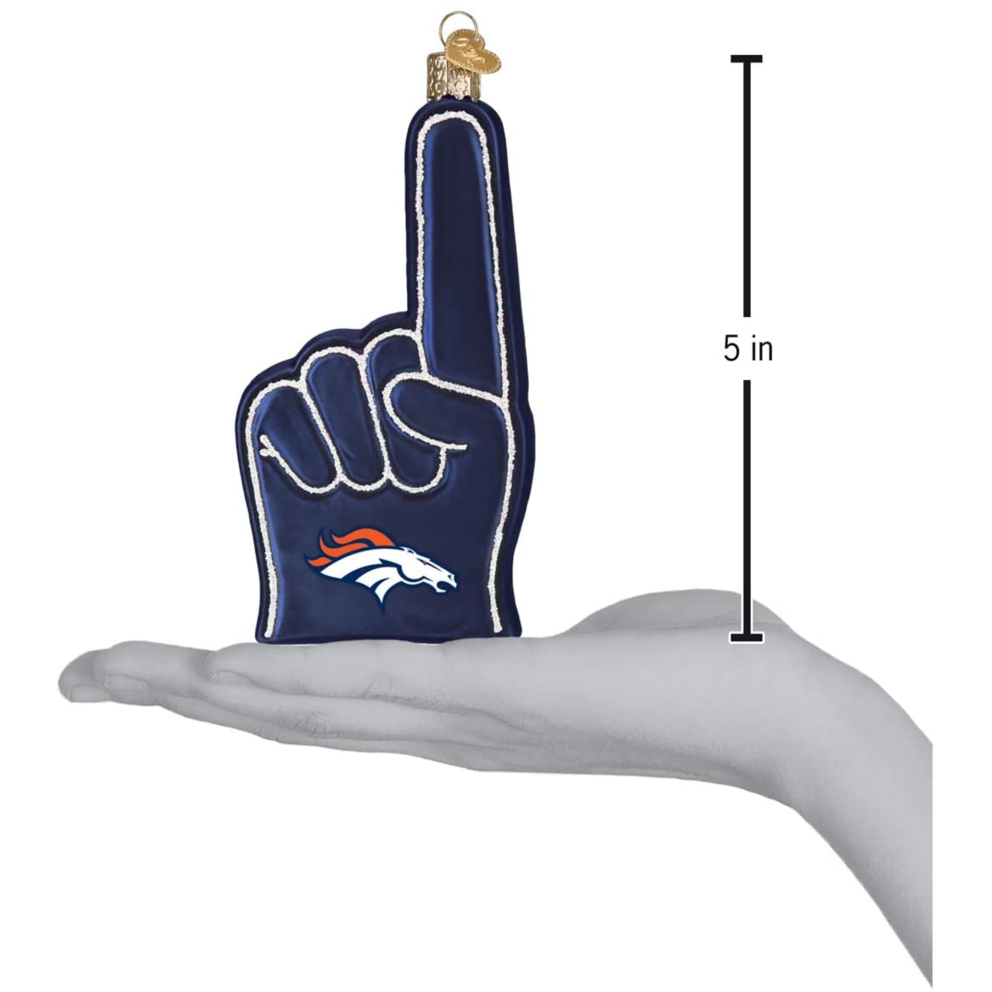 Old World Christmas Blown Glass Ornament for Christmas Tree, Denver Broncos Foam Finger