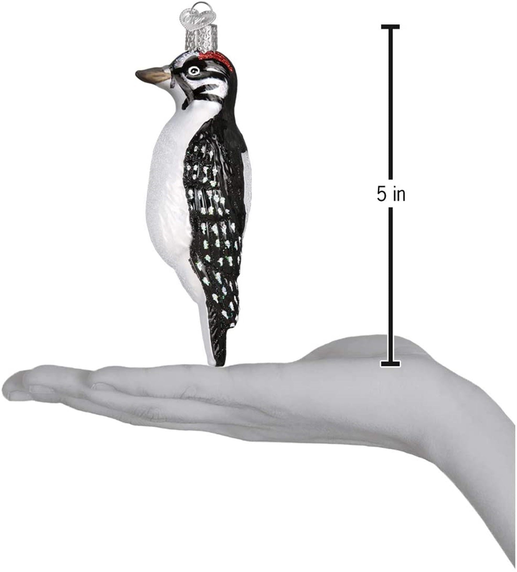 Old World Christmas Blown Glass Ornament for Christmas Tree, Hairy Woodpecker