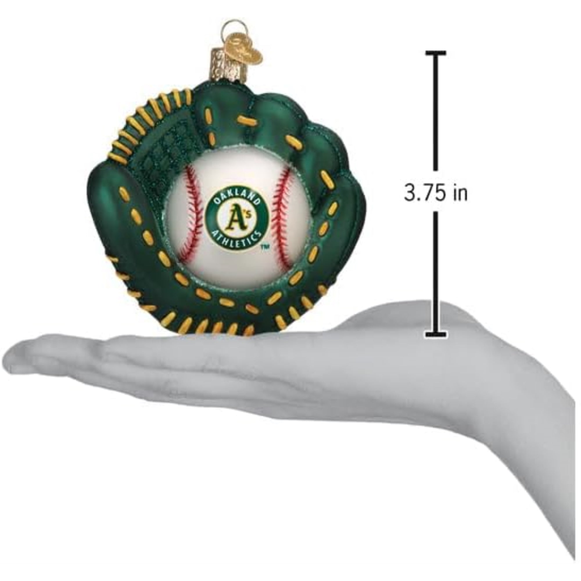 Old World Christmas Blown Glass Ornament for Christmas Tree, Oakland Athletics Baseball Mitt
