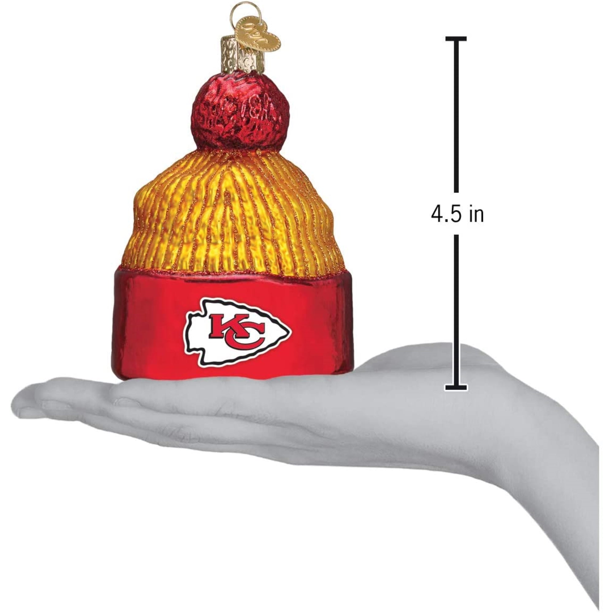 Old World Christmas Blown Glass Ornament for Christmas Tree, Kansas City Chiefs Beanie