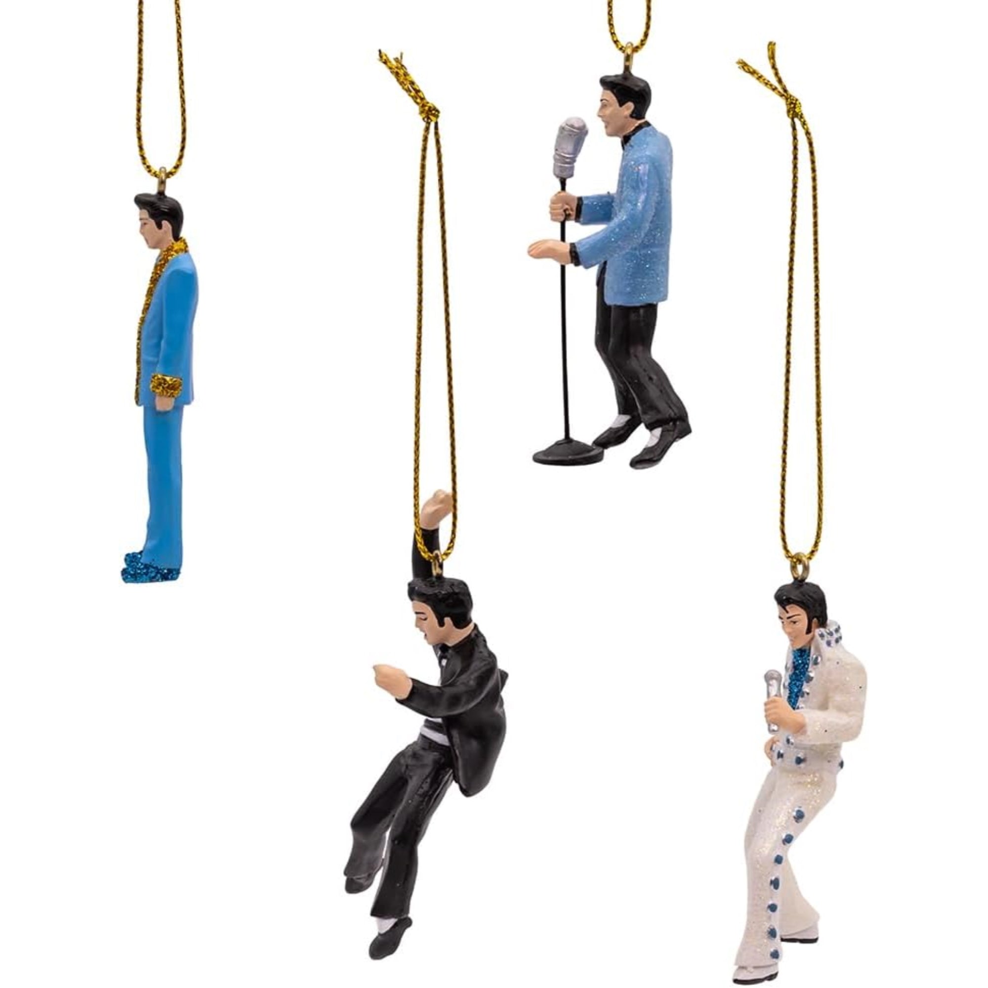 Kurt Adler Hanging Resin Miniature Elvis Presley Ornaments, 4-Piece Set