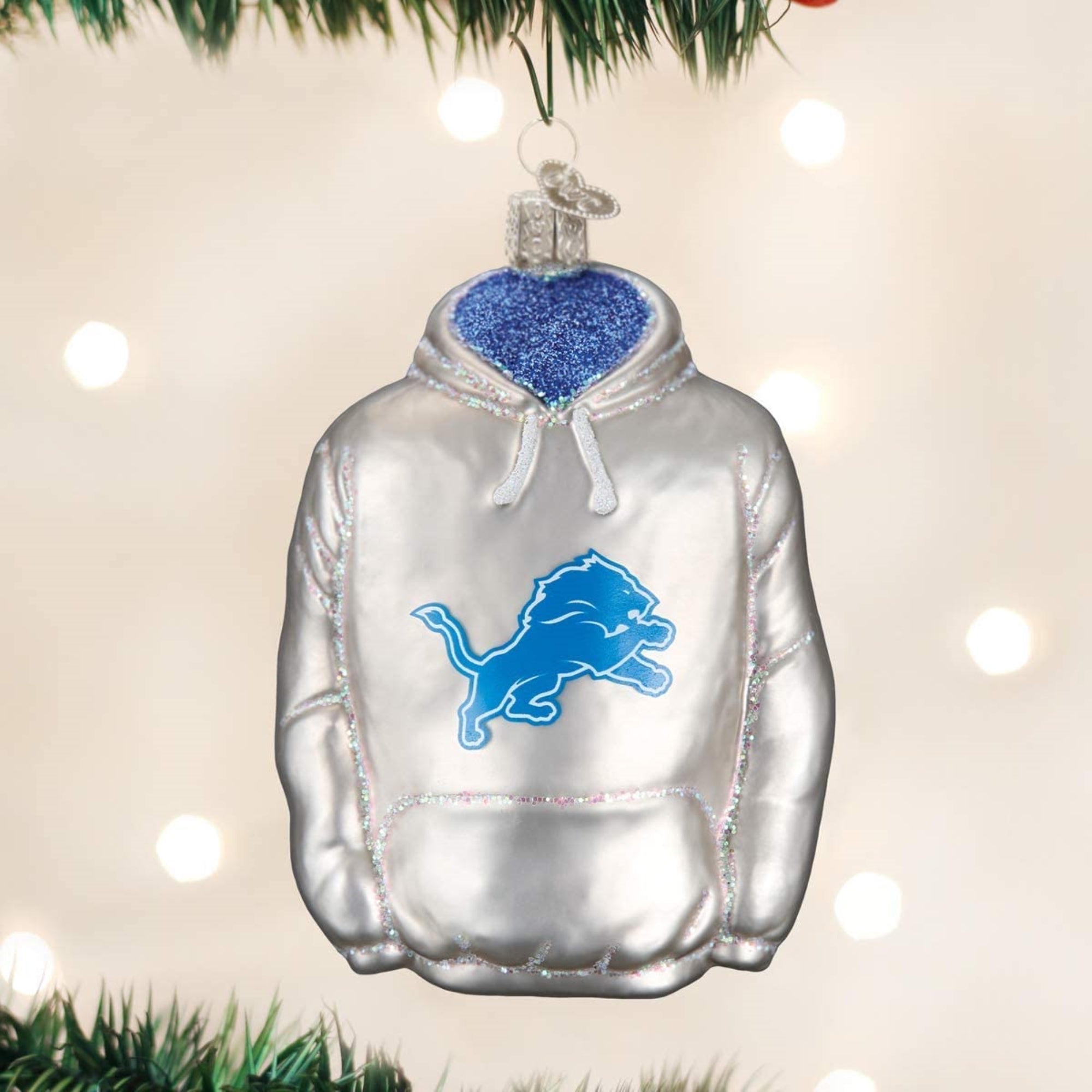 Old World Christmas Blown Glass Ornament for Christmas Tree, Detroit Lions Hoodie