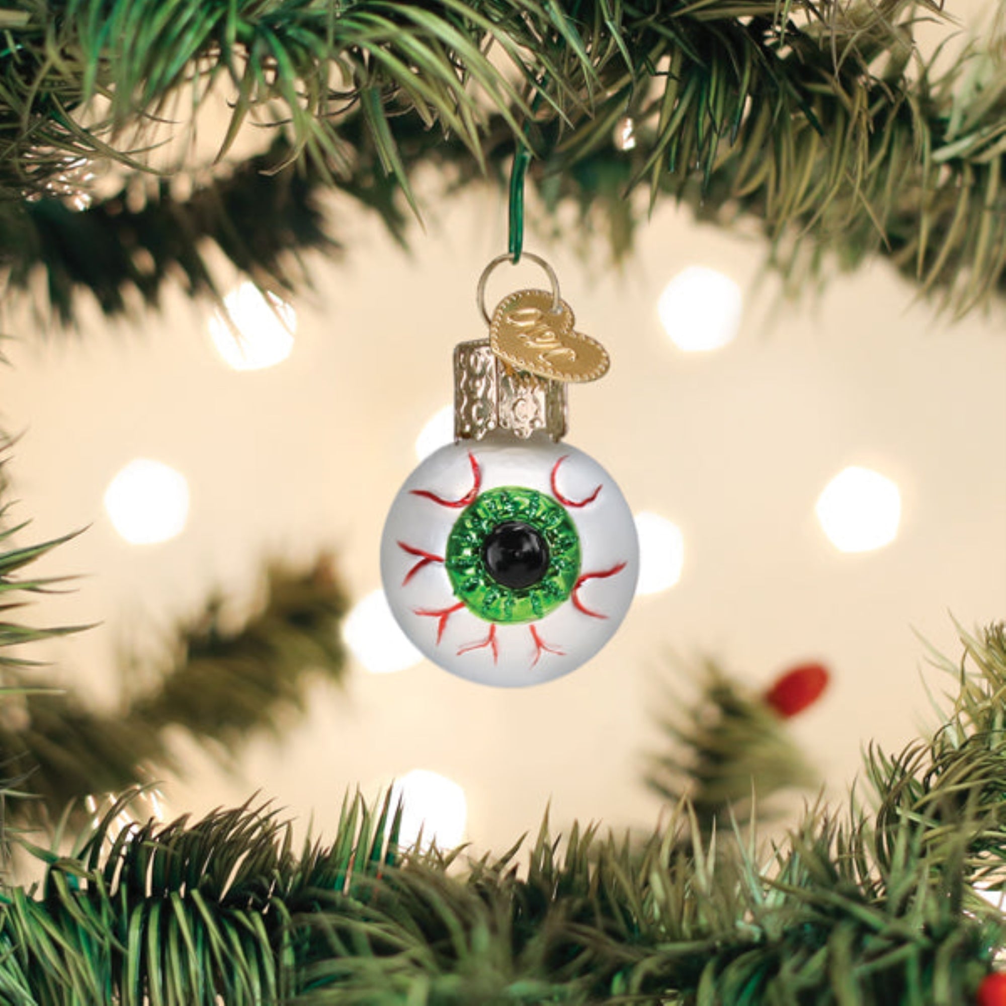 Old World Christmas Blown Glass Ornament for Halloween, Mini Evil Eye (with OWC Gift Box)