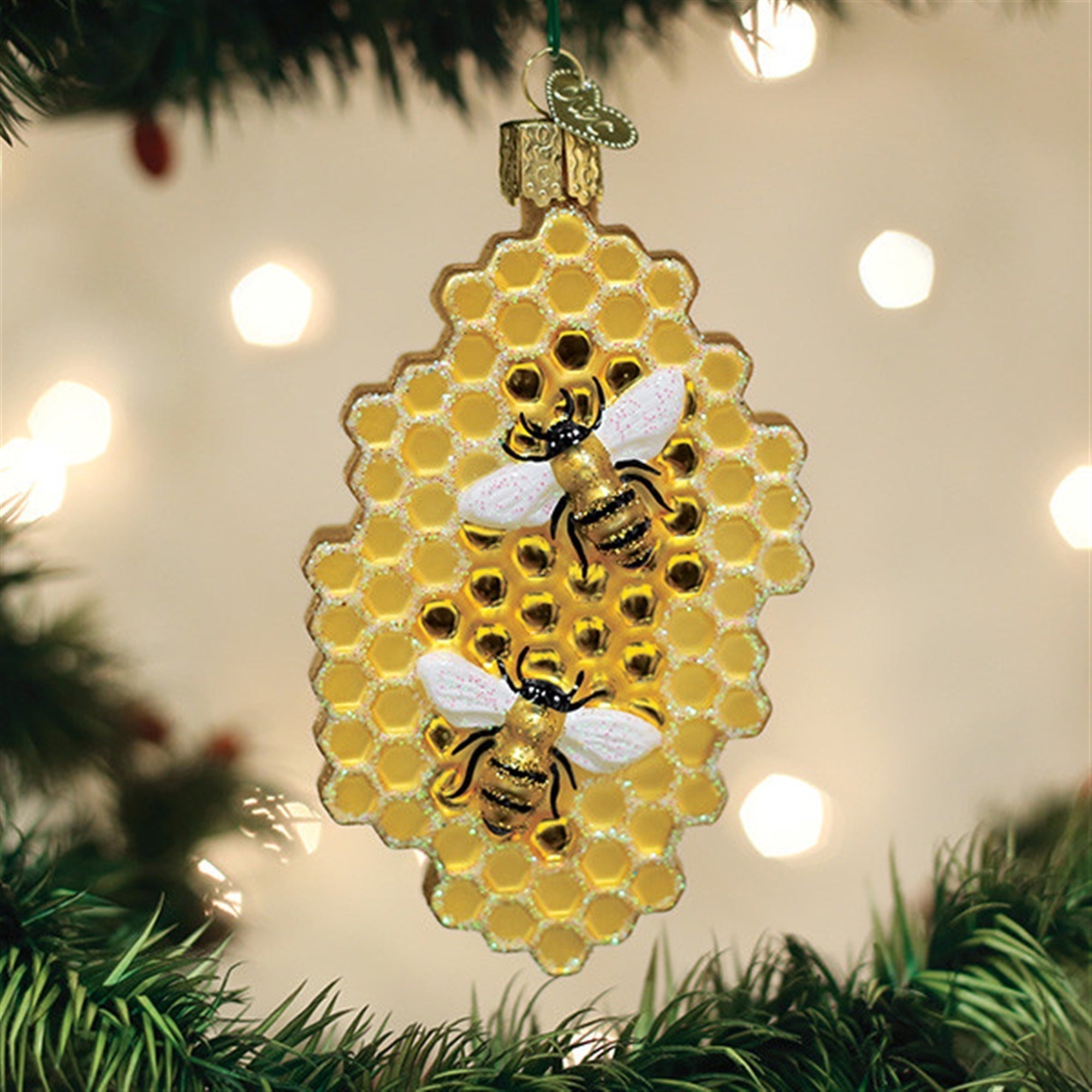 Old World Christmas Blown Glass Ornament for Christmas Tree, Honeycomb