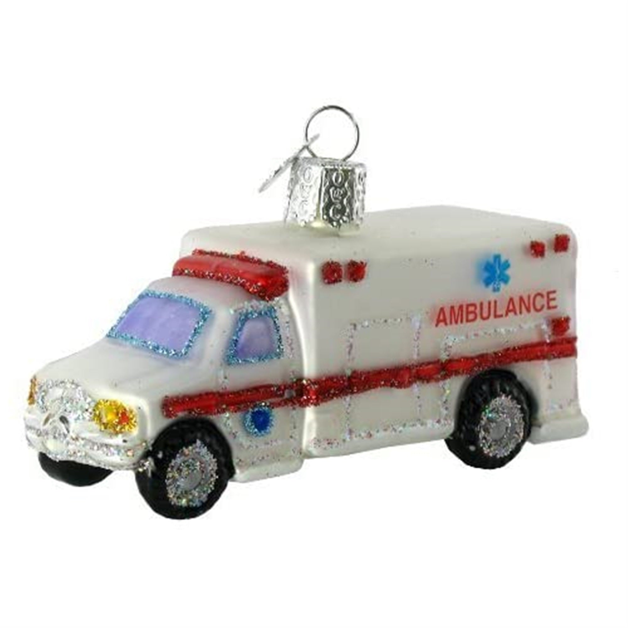 Old World Christmas Blown Glass Ornament for Christmas Tree, Ambulance