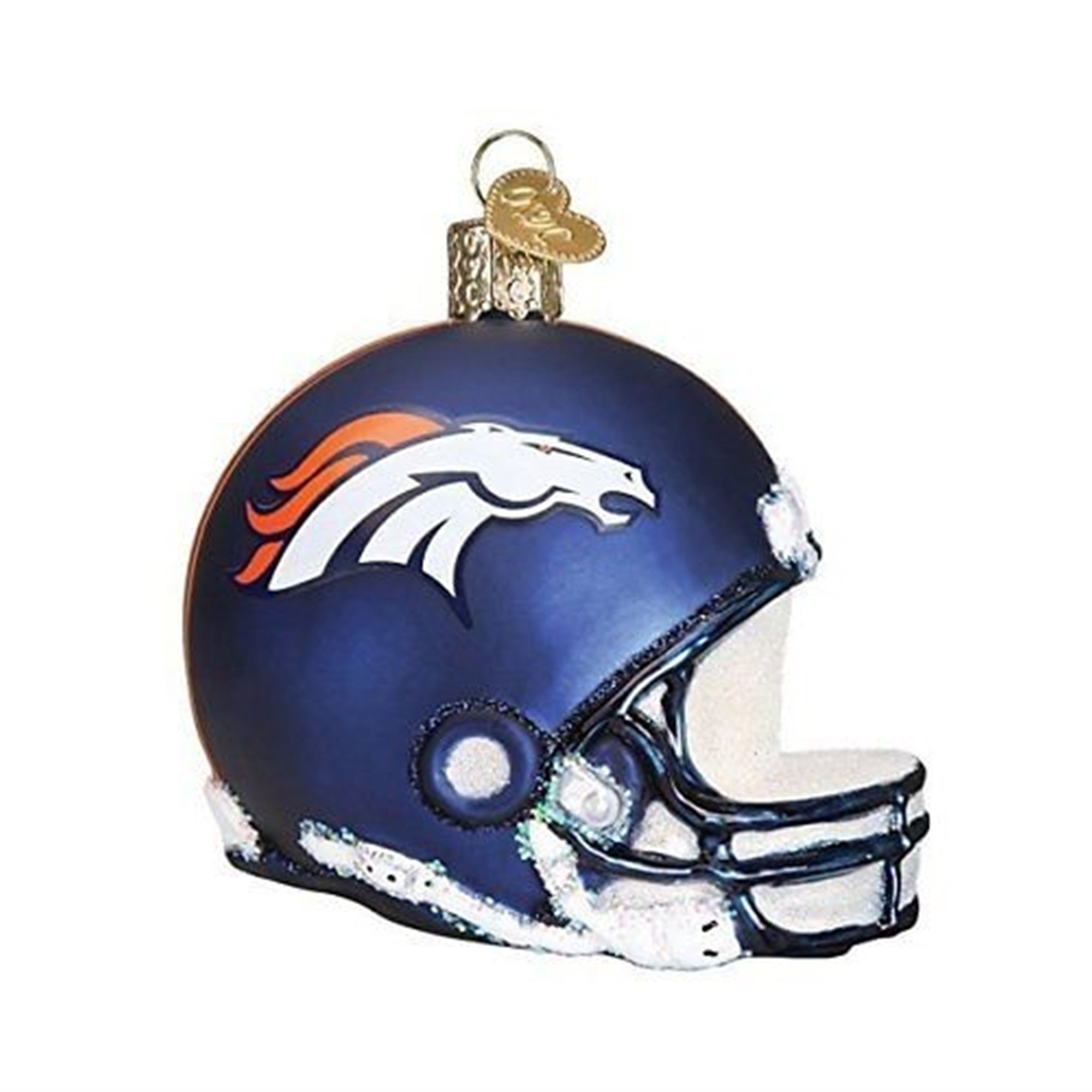 Old World Christmas Blown Glass Ornament for Christmas Tree, Denver Broncos Helmet