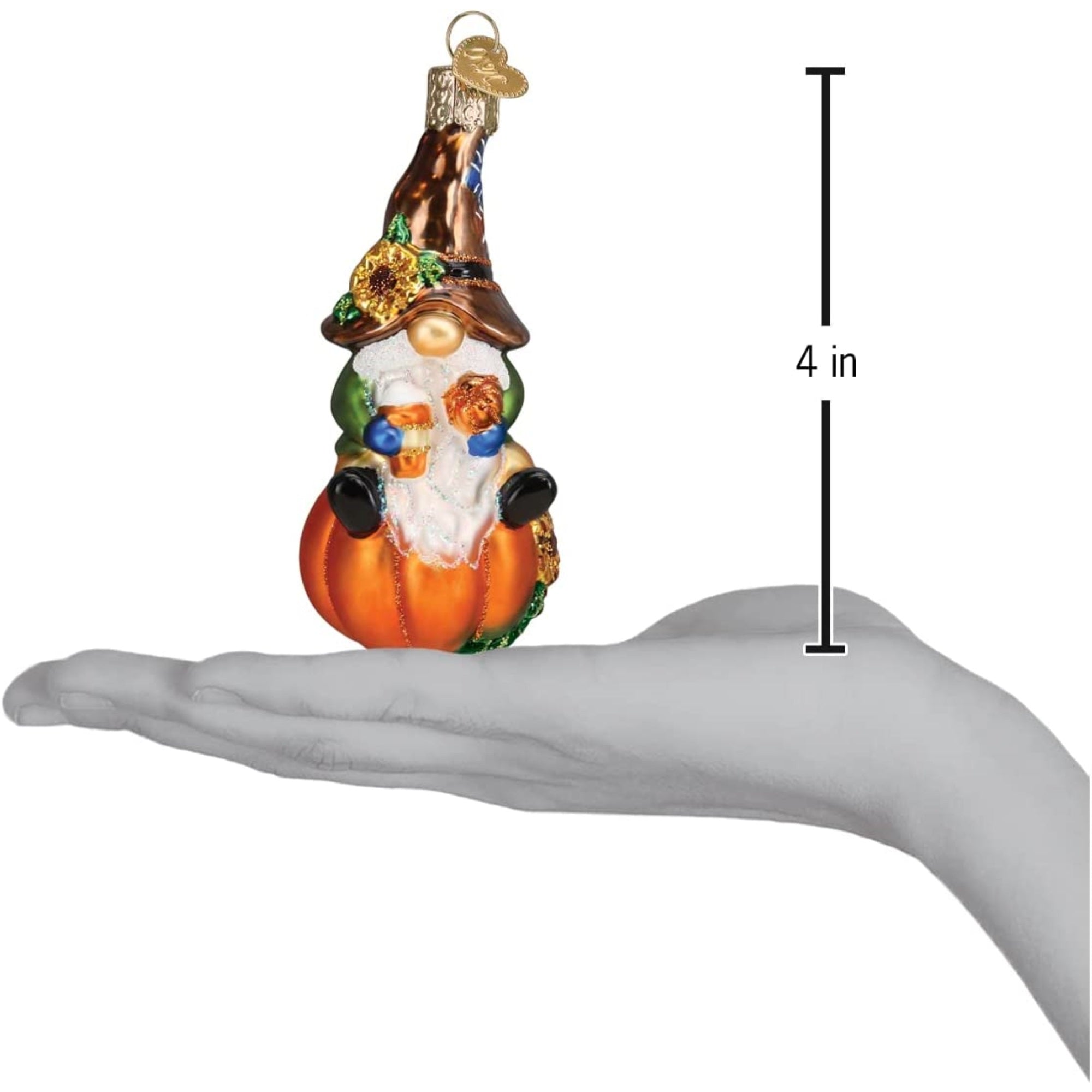 Old World Christmas Glass Blown Fall Harvest Gnome Ornament, 4"