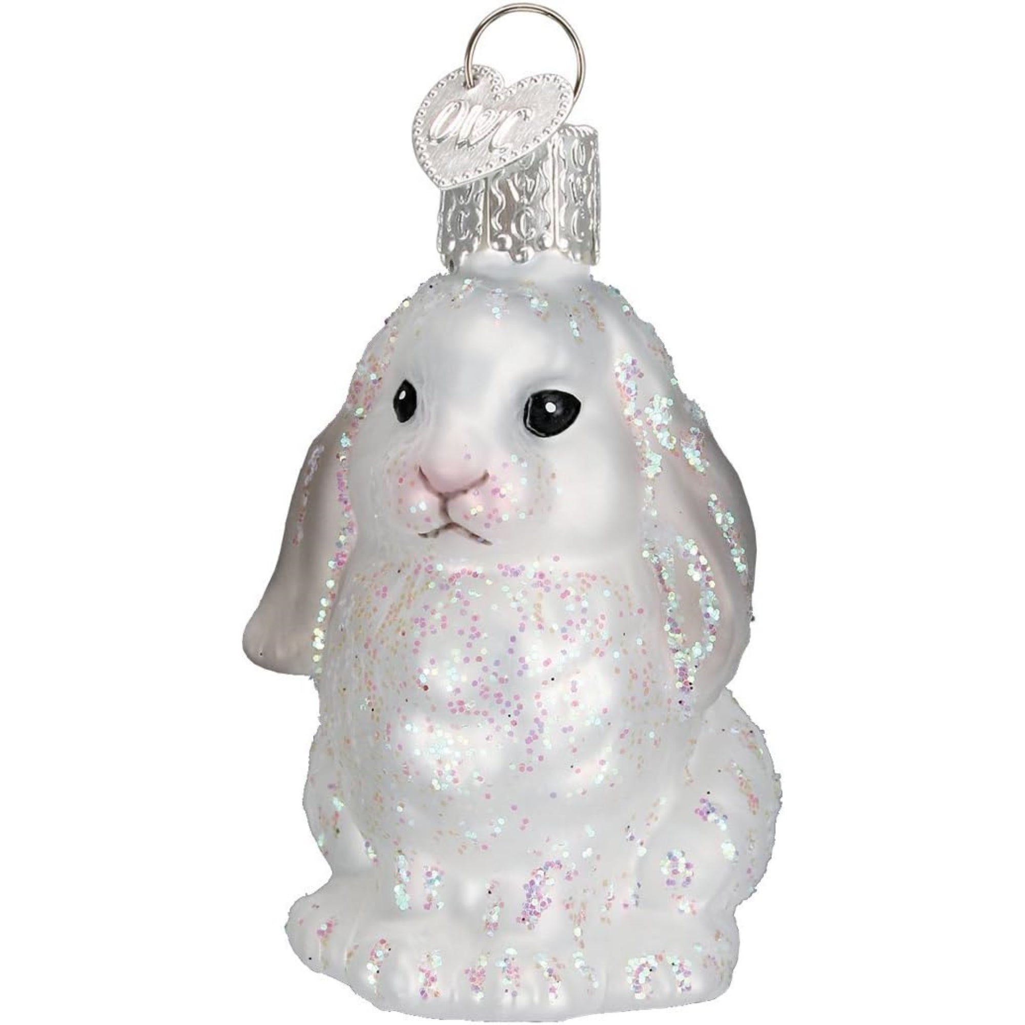 Old World Christmas Blown Glass Ornament for Christmas Tree, White Baby Bunny (with OWC Gift Box)