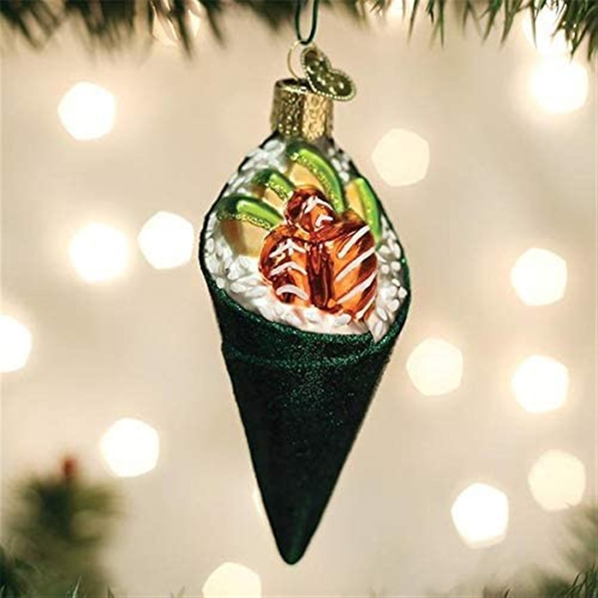 Old World Christmas Blown Glass Ornament for Christmas Tree, Sushi Hand Roll