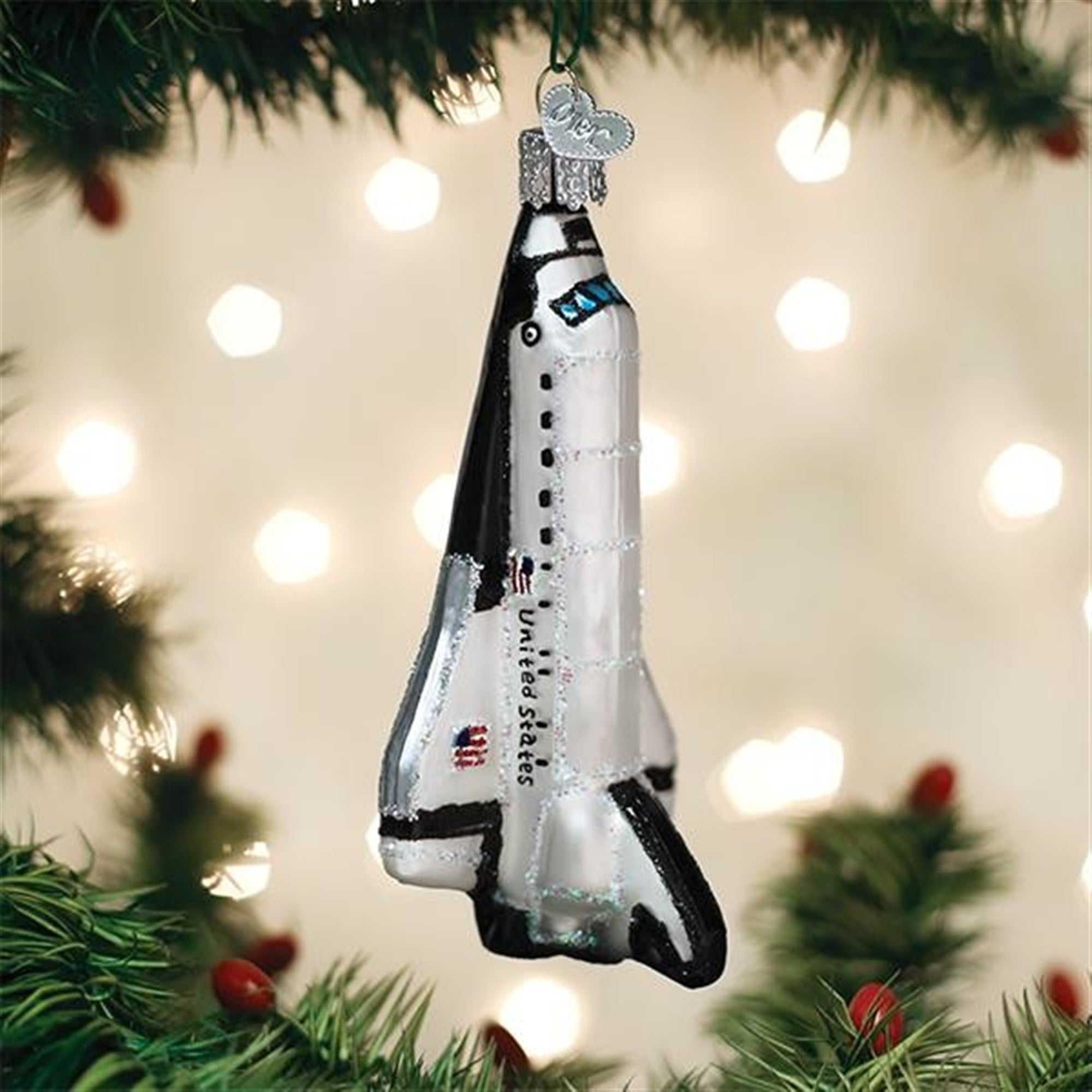 Old World Christmas Blown Glass Ornament for Christmas Tree, Space Shuttle