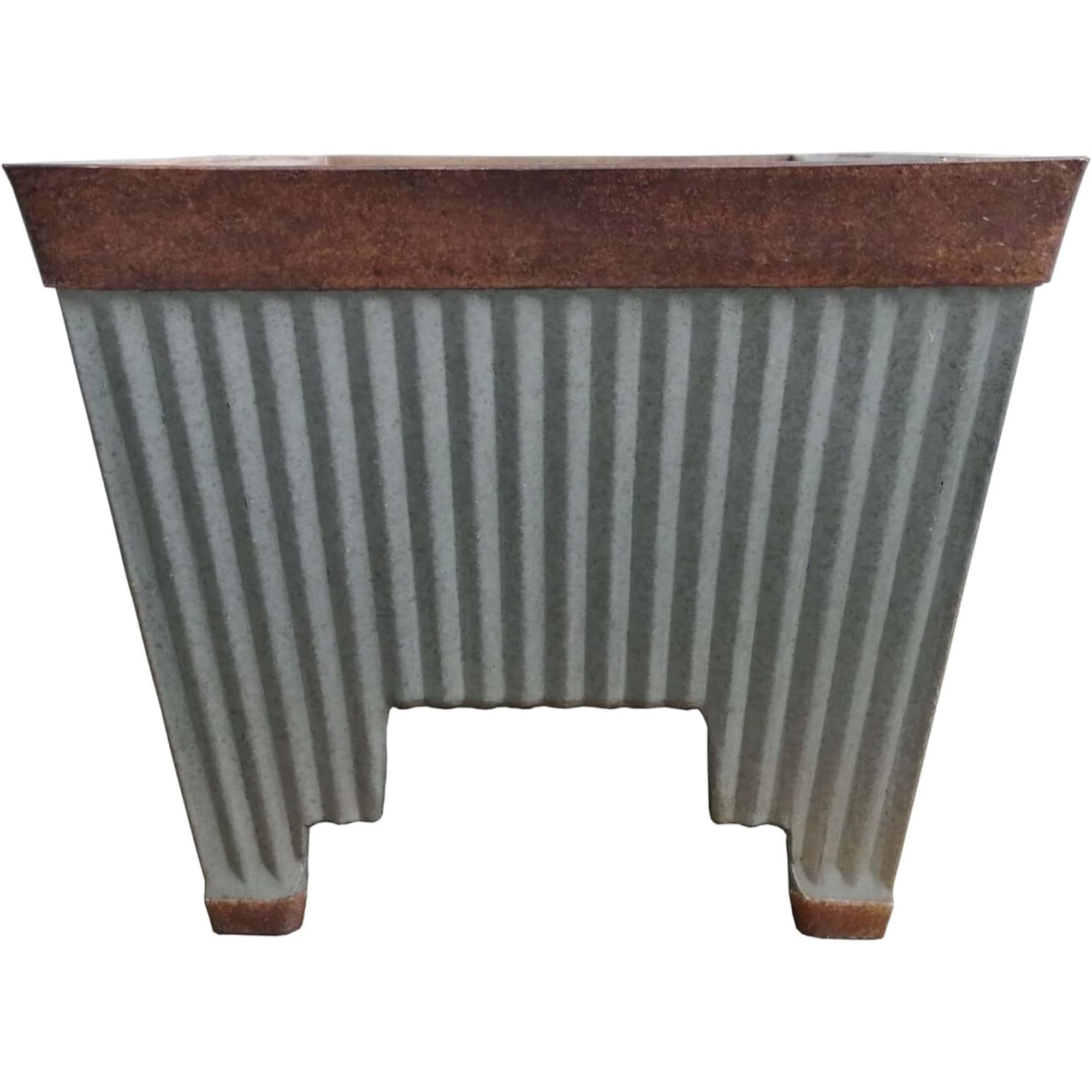 Southern Patio Westlake Deck Rail Resin Flower Planter, Rustic Galvanized and Silver, 24in