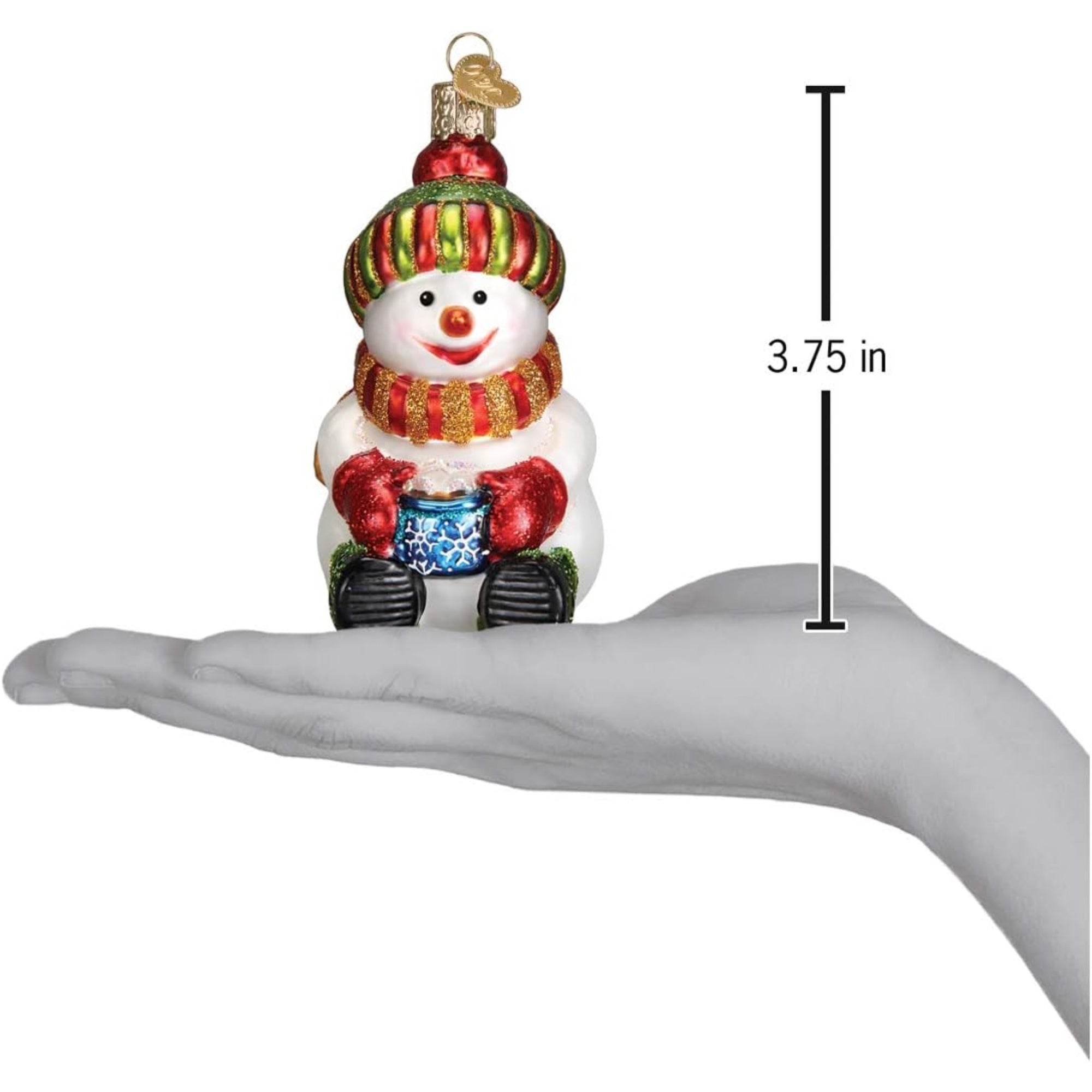 Old World Christmas Blown Glass Ornament for Christmas Tree, Snowman with Cocoa