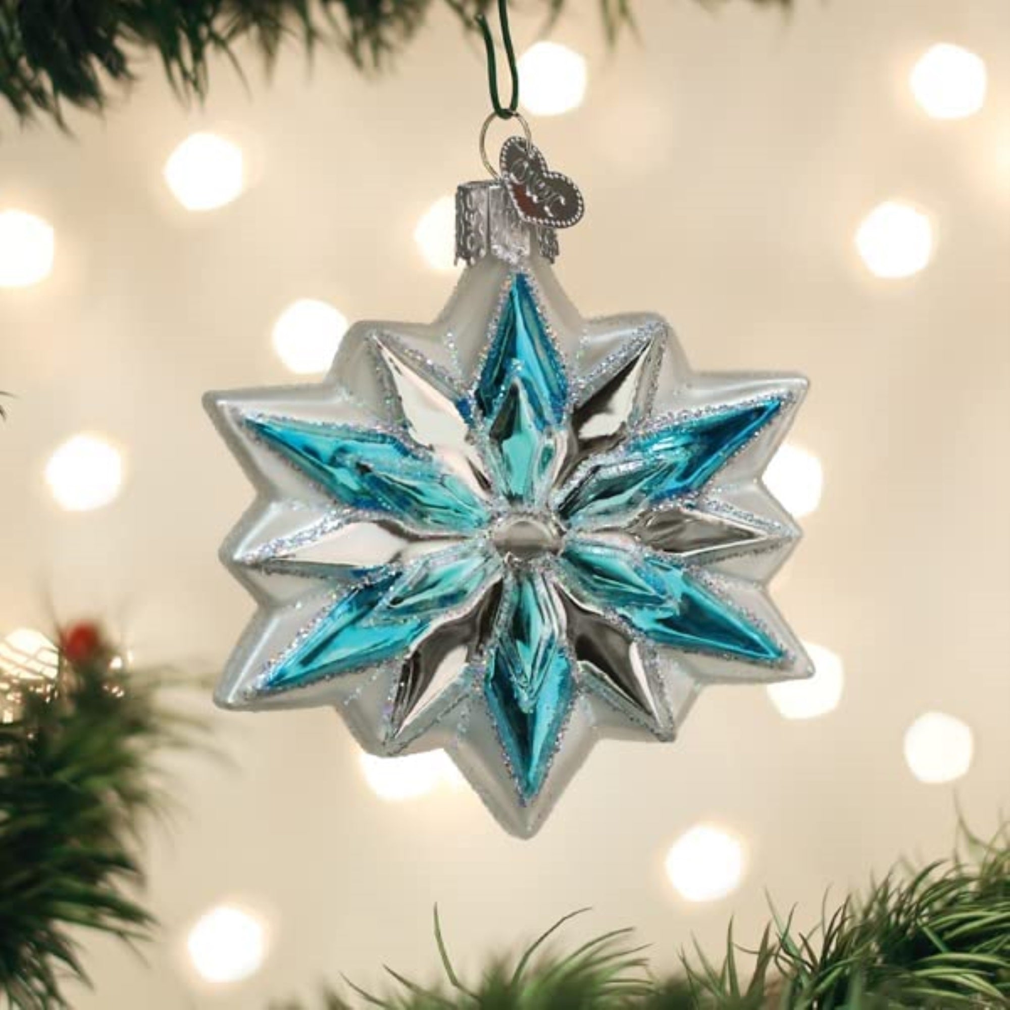 Old World Christmas Blown Glass Ornament for Christmas Tree, Snowflake