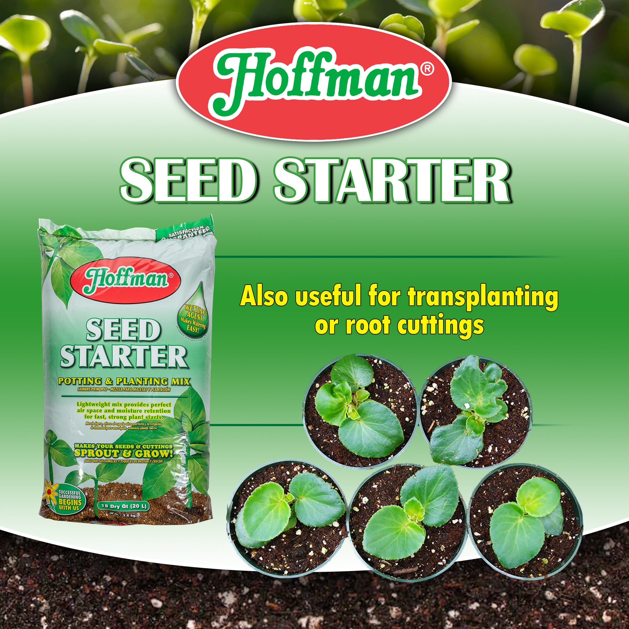 Hoffman Seed Starter Potting & Planting Mix with Wetting Agent for Moisture Retention