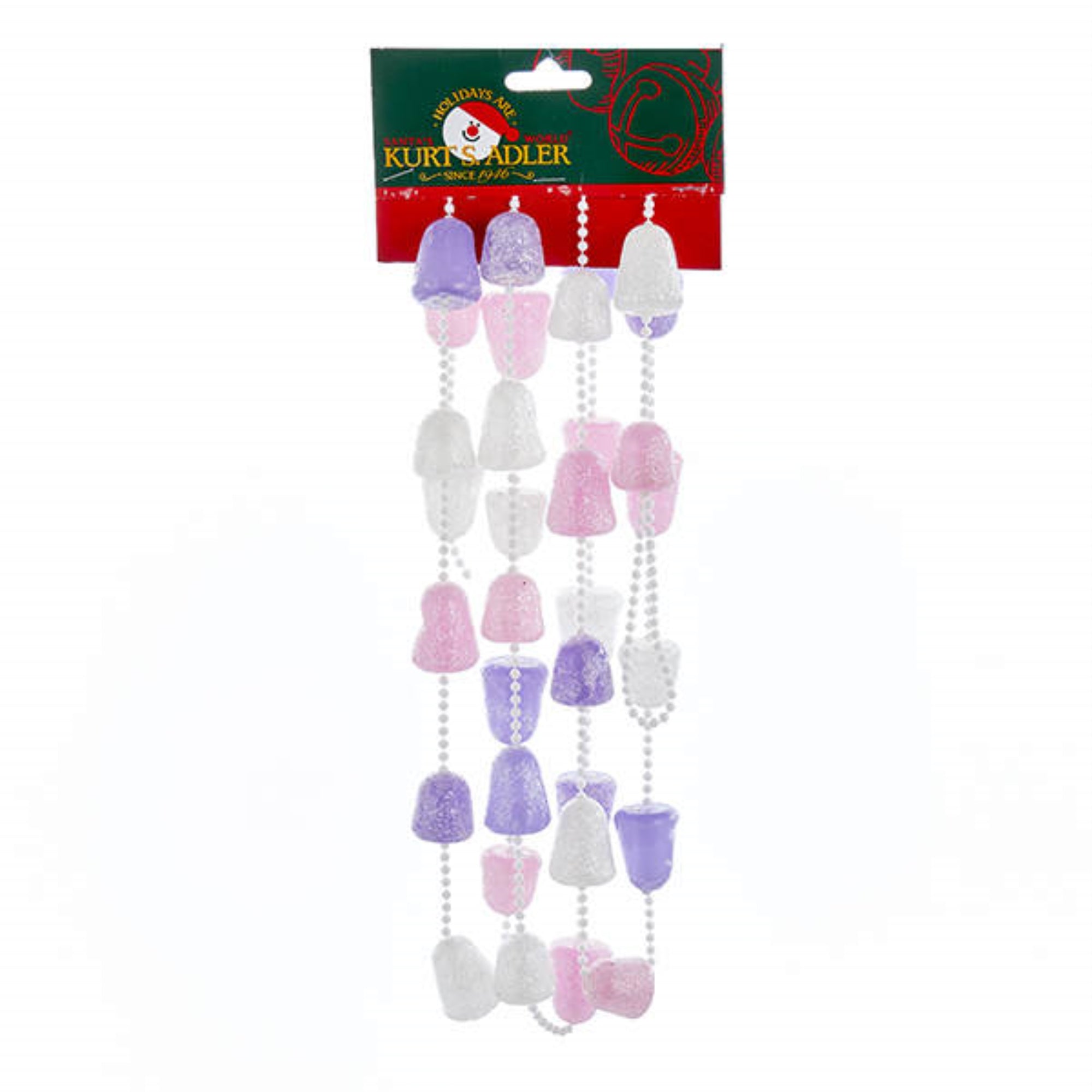 Kurt Adler Plastic Glittered Garland, Gum Drops, Pink, Purple & White, 9ft