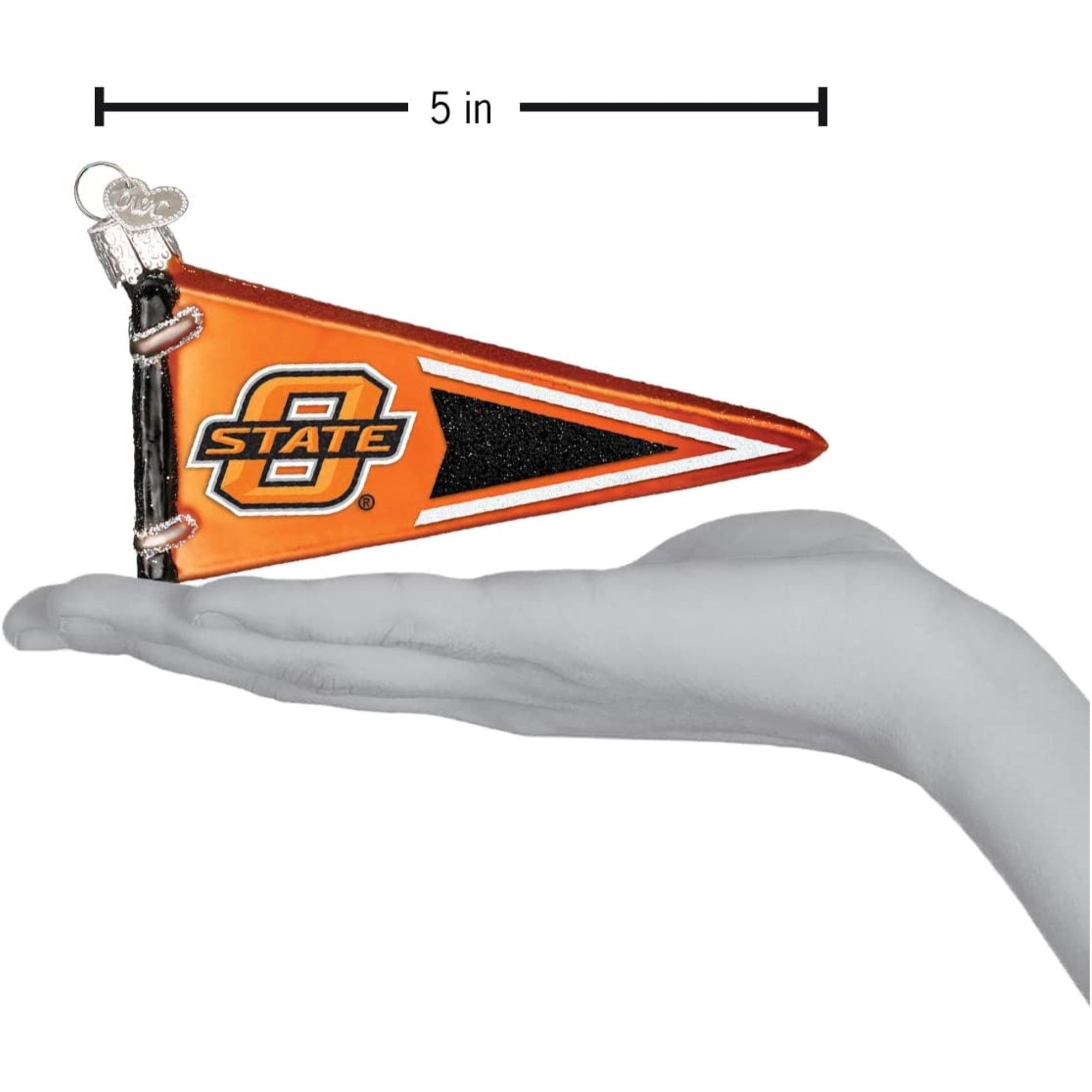 Old World Christmas Blown Glass Ornament for Christmas Tree, Oklahoma State Pennant