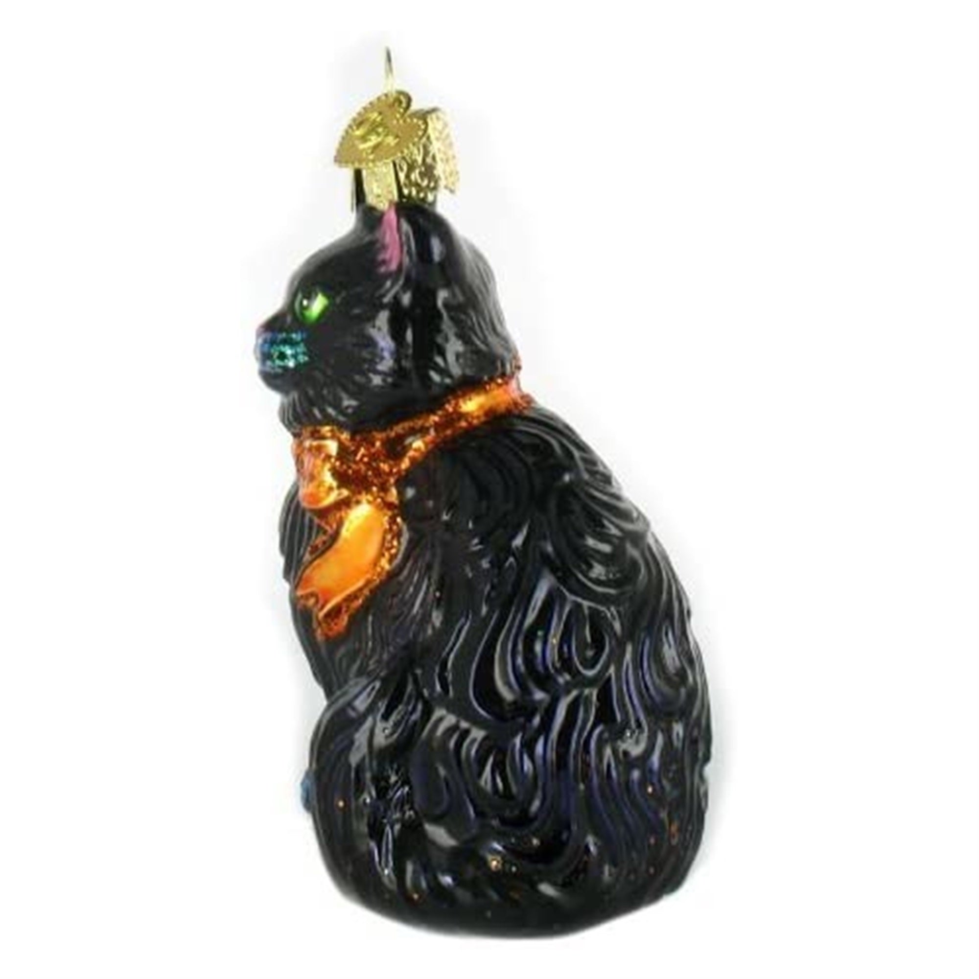 Old World Christmas Glass Blown Halloween Kitty Ornament